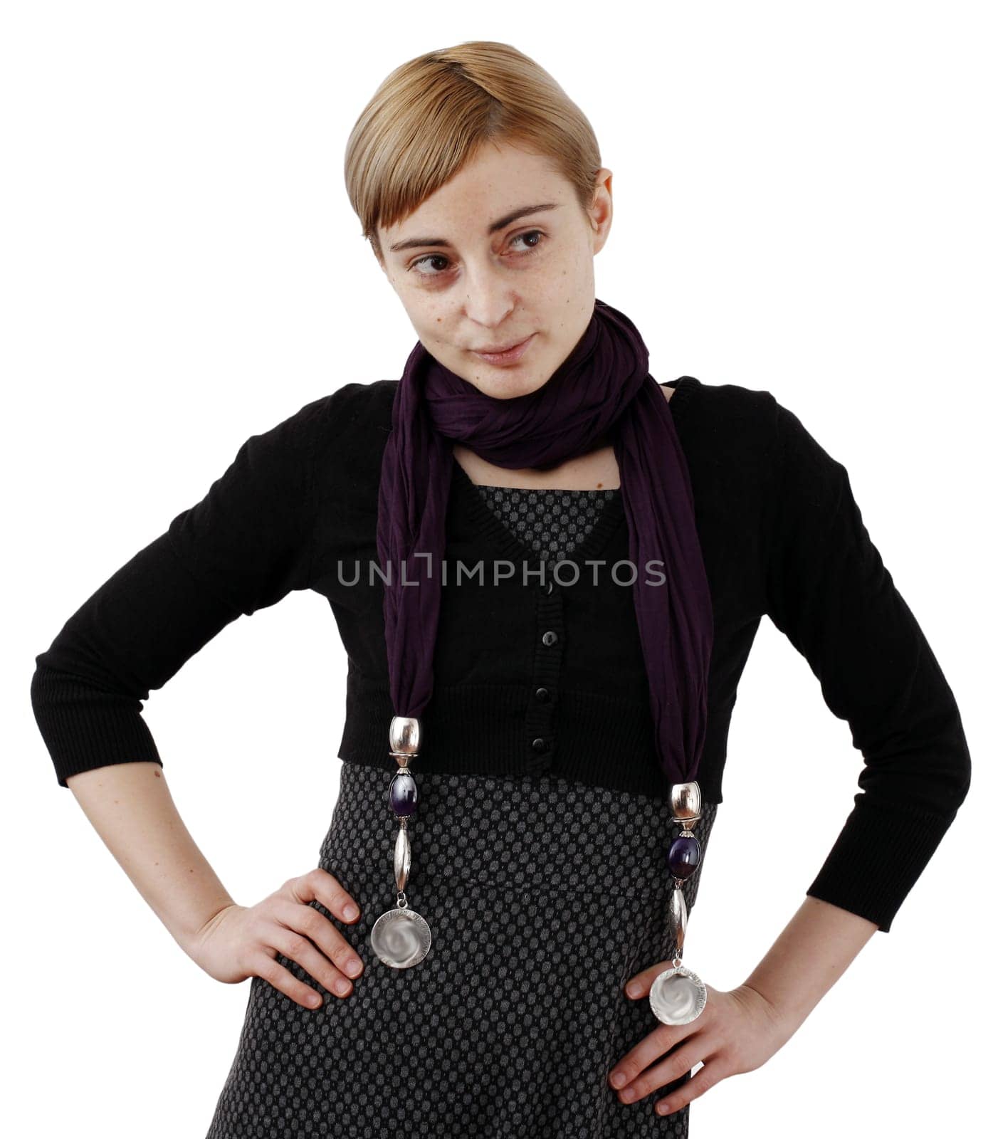 Young emotional woman, isolated on white