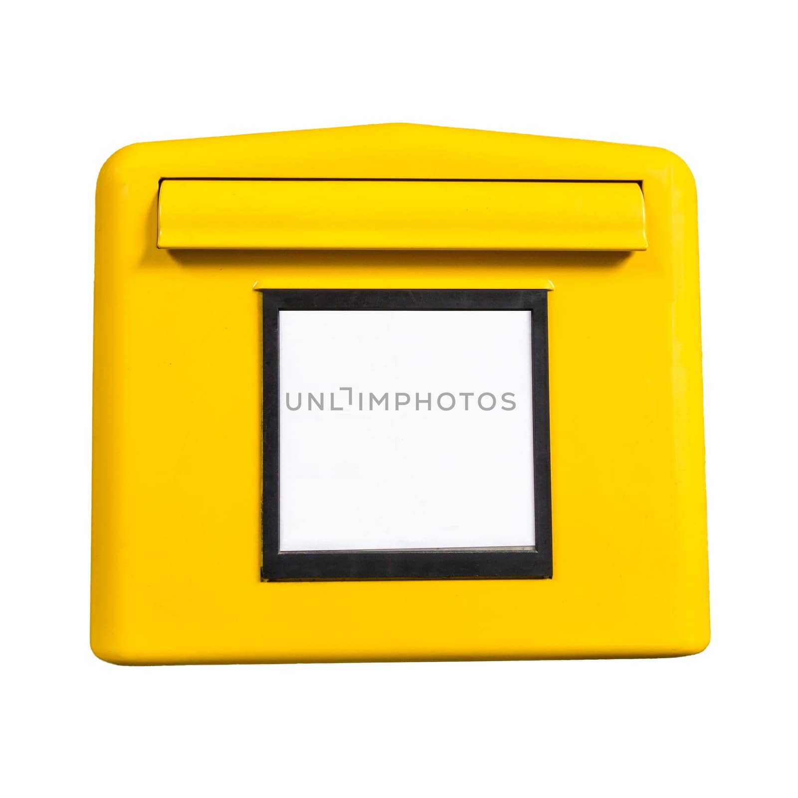 yellow german post box isolated on white background