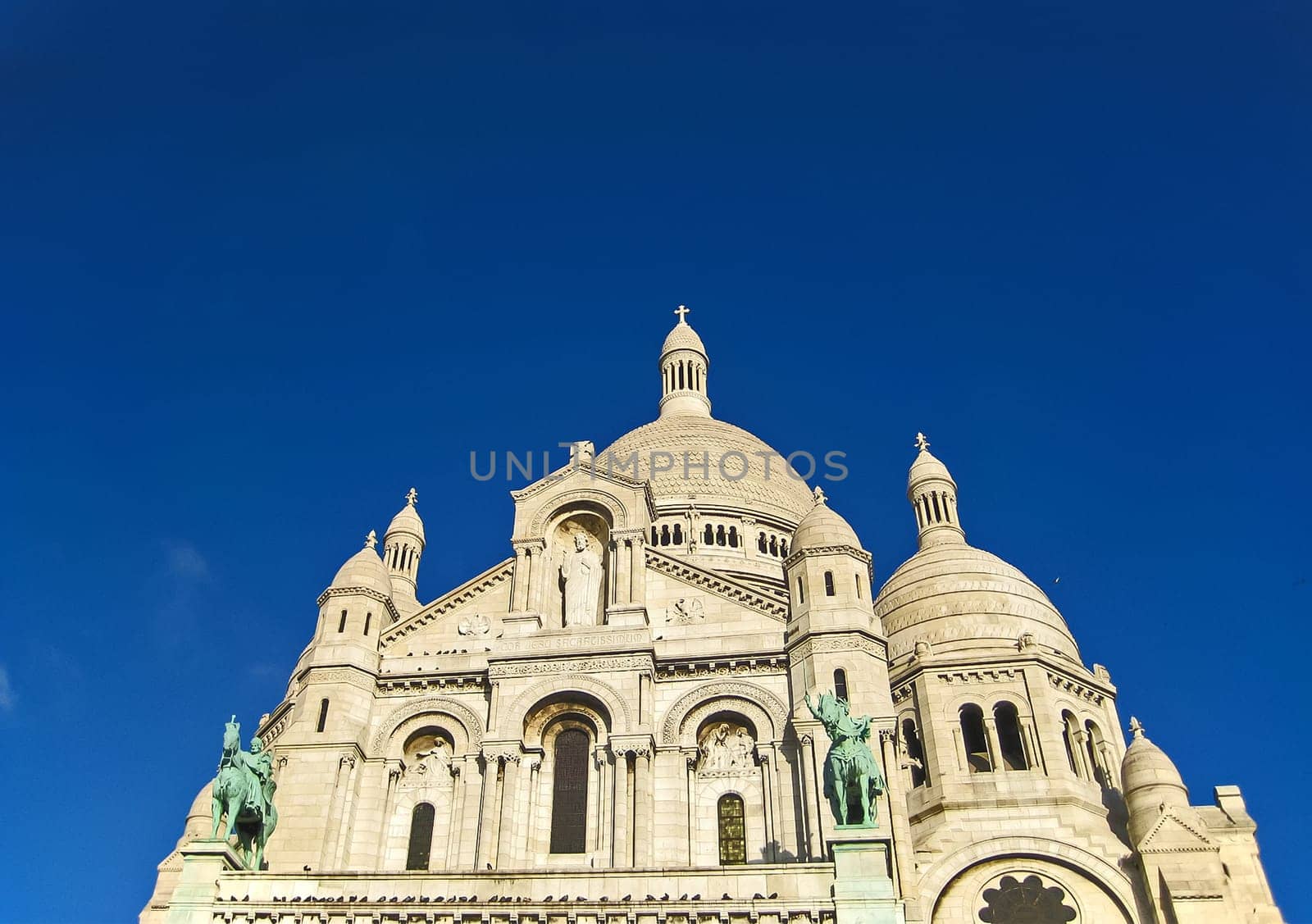 Basilica Sacre Coeur, Paris, France with blue sky