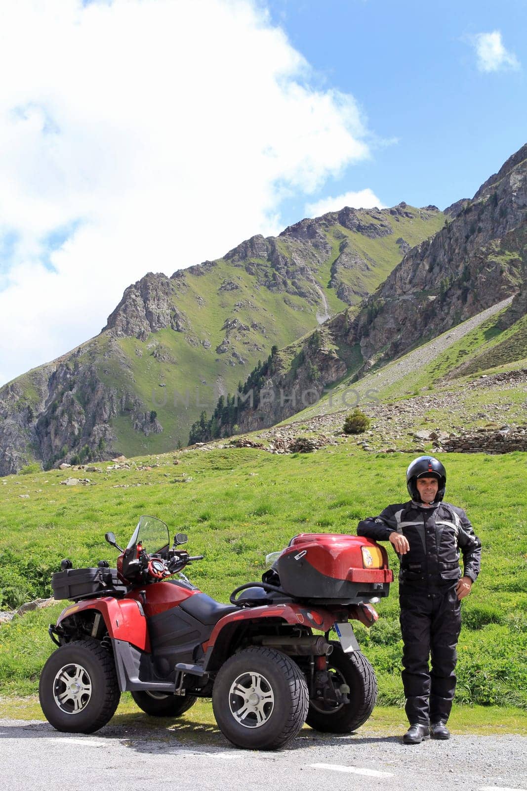 With the quad in the mountains