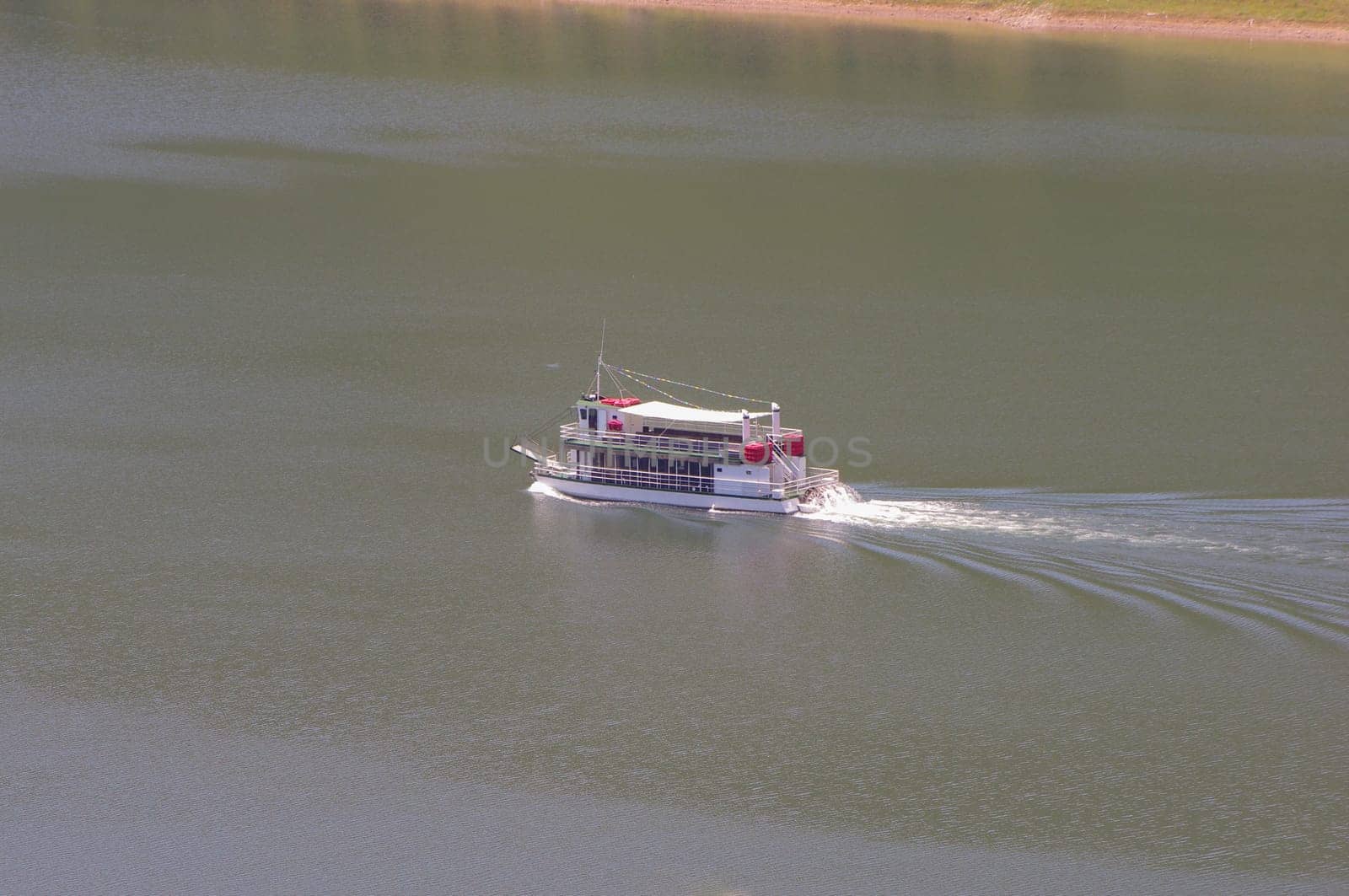 Modern Boat Mississippi style. This boat is used to navigate the lake Flumendosa (Sardinia)