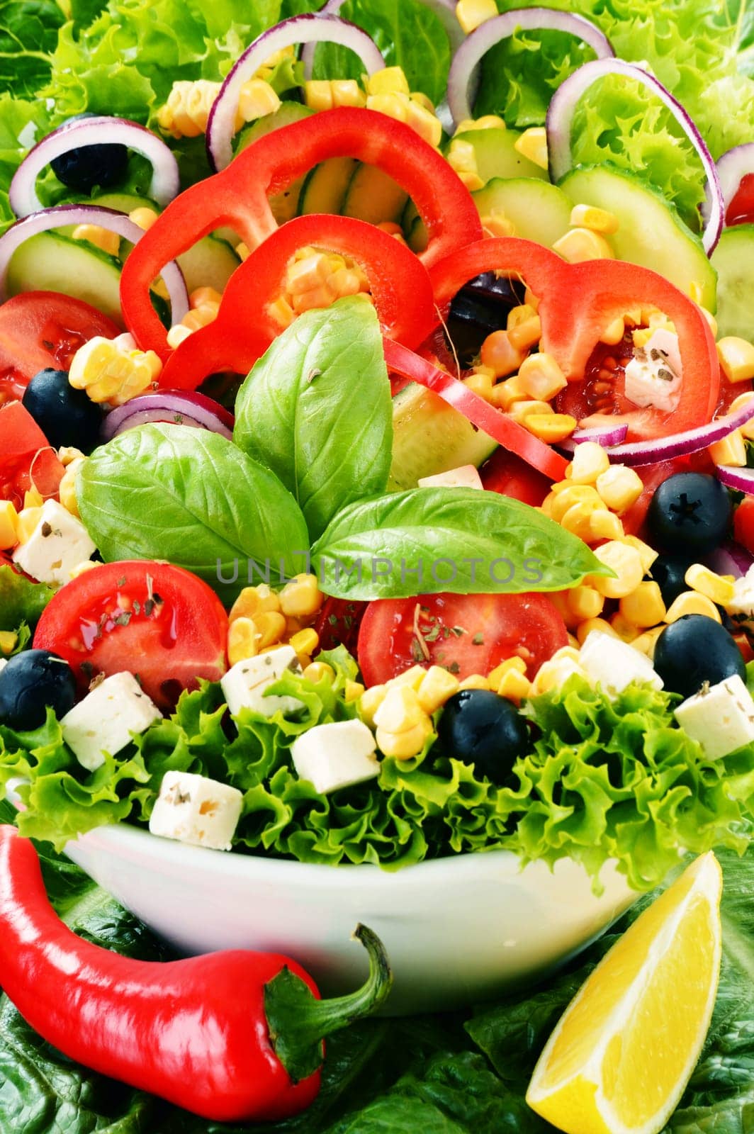 Vegetable salad bowl. Balanced diet