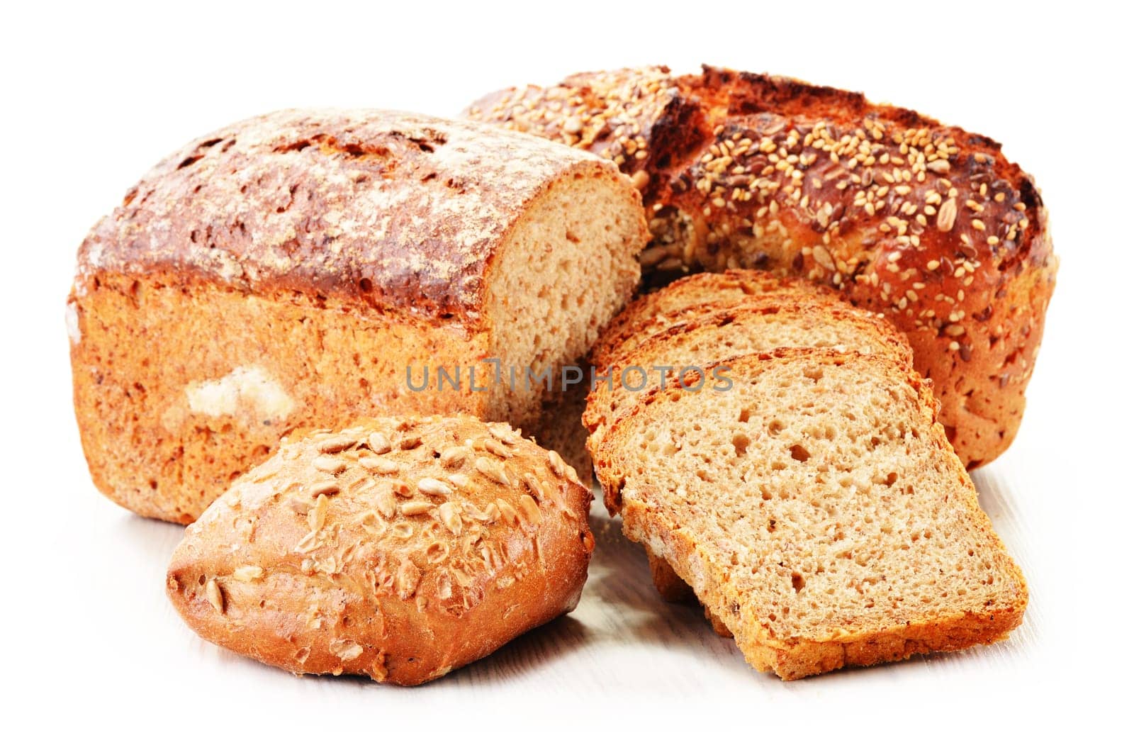 Composition with baking products isolated on white