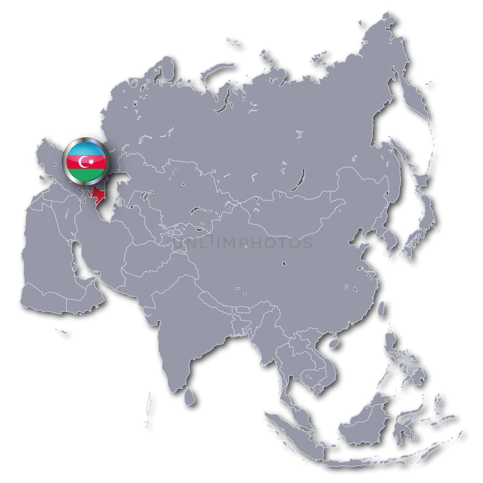 Asia map with Azerbaijan