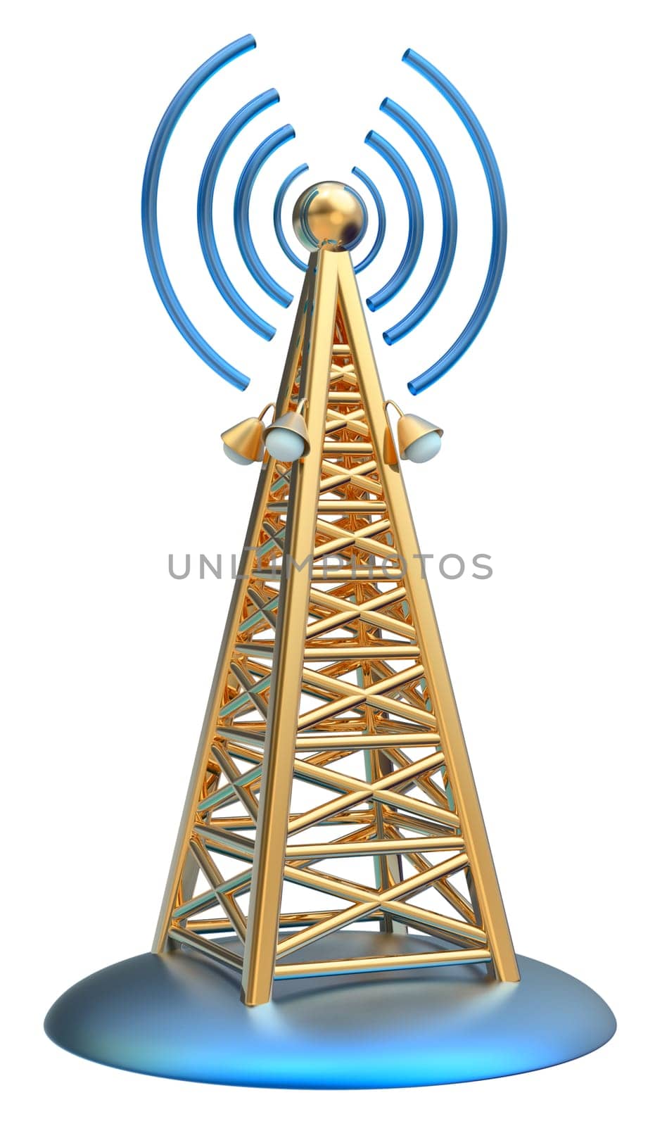 Powerful digital transmitter for TV, mobile and multimedia broadcast sends information signals from high tower