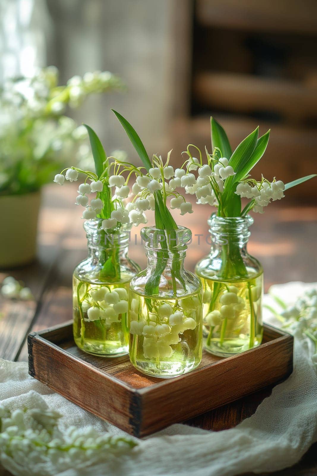 Lily of the Valley Essential Oil in a Small Bottle, Generative AI, nature