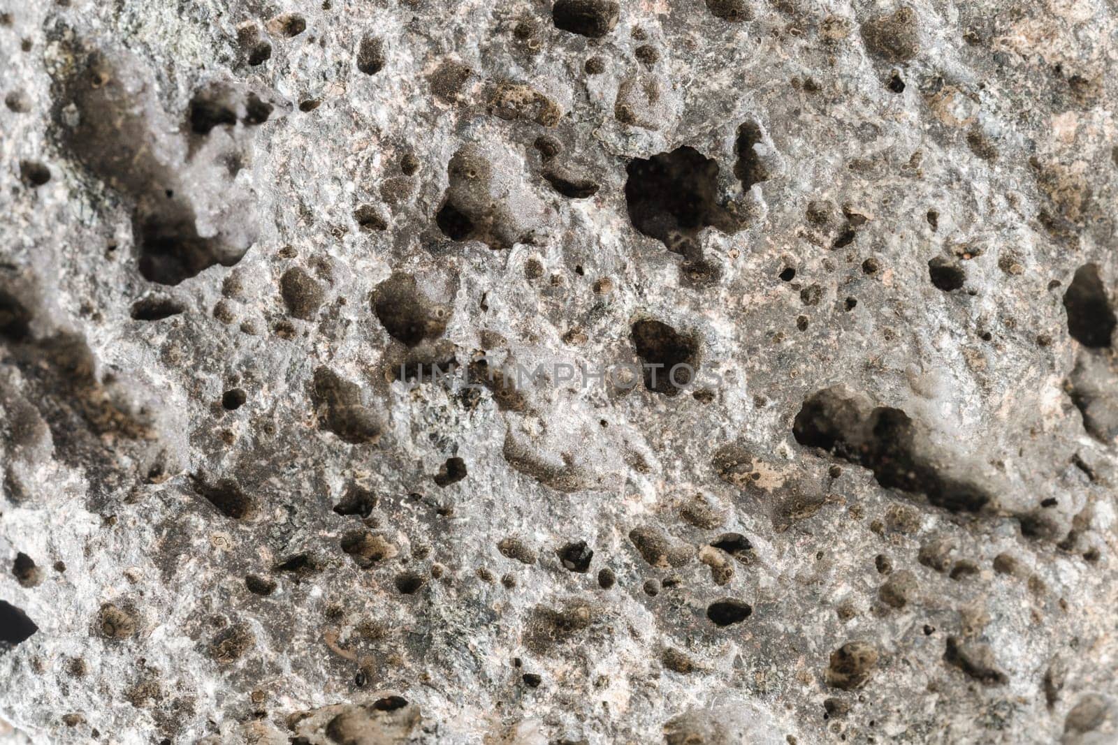 Pumice rough textured rock surface. Natural stone with freezes bubbles background.