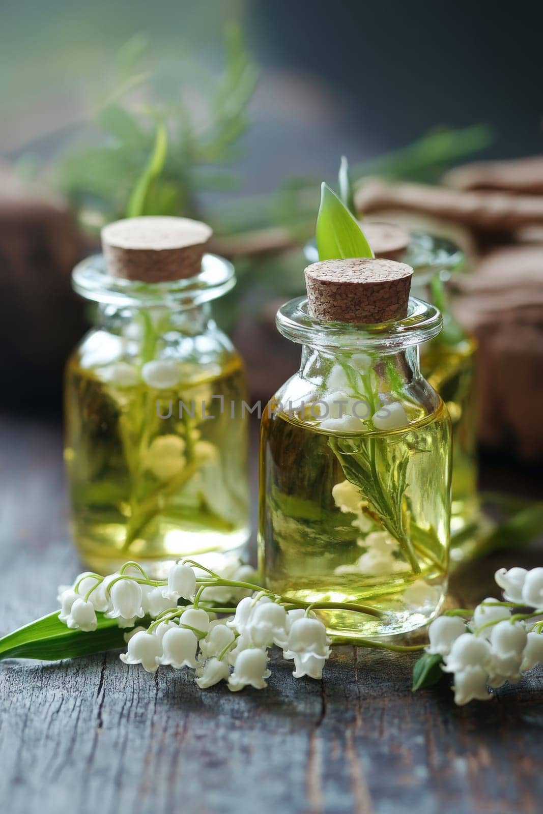 Lily of the Valley Essential Oil in a Small Bottle, Generative AI, nature