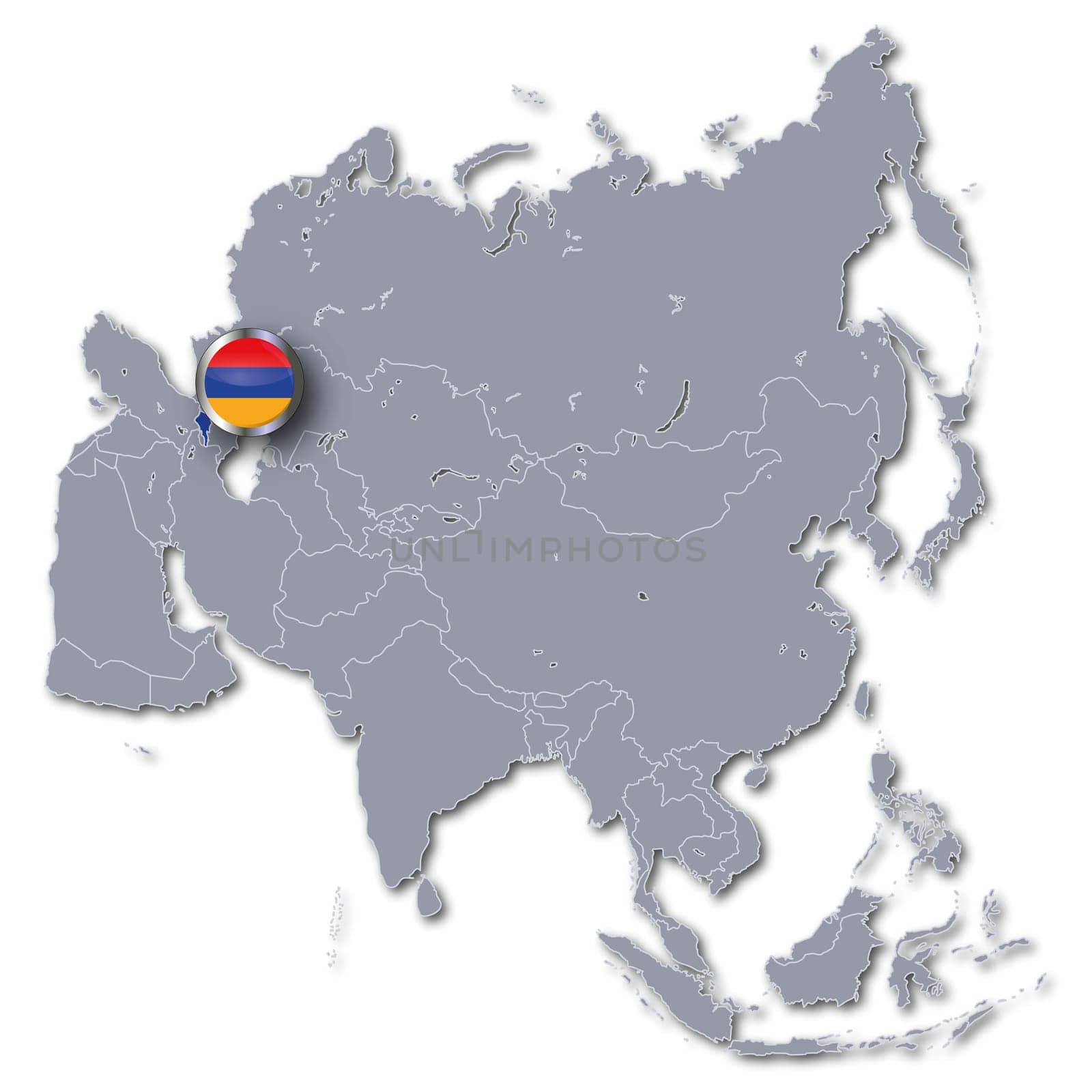 Asia map with Armenia