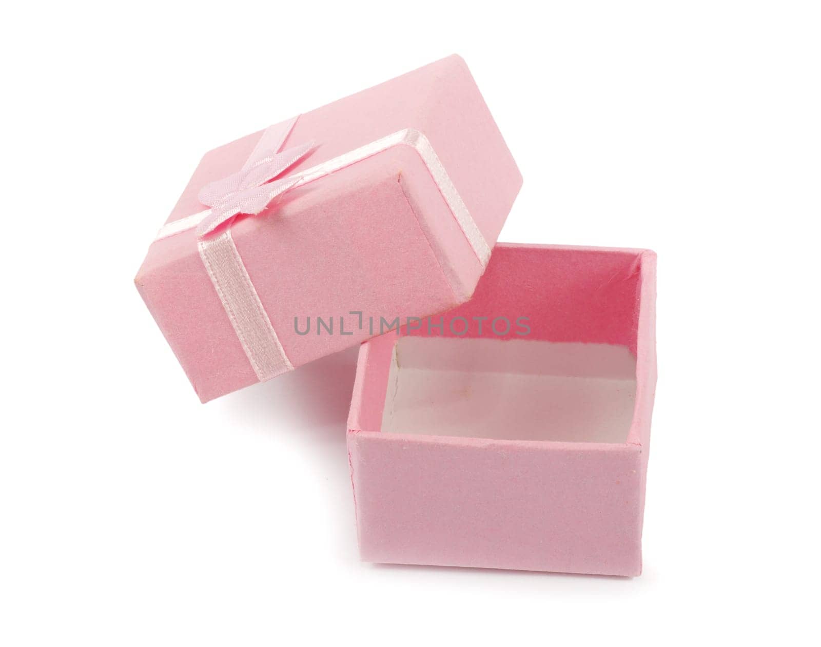 Christmas box gifts with satin bow isolated on white background