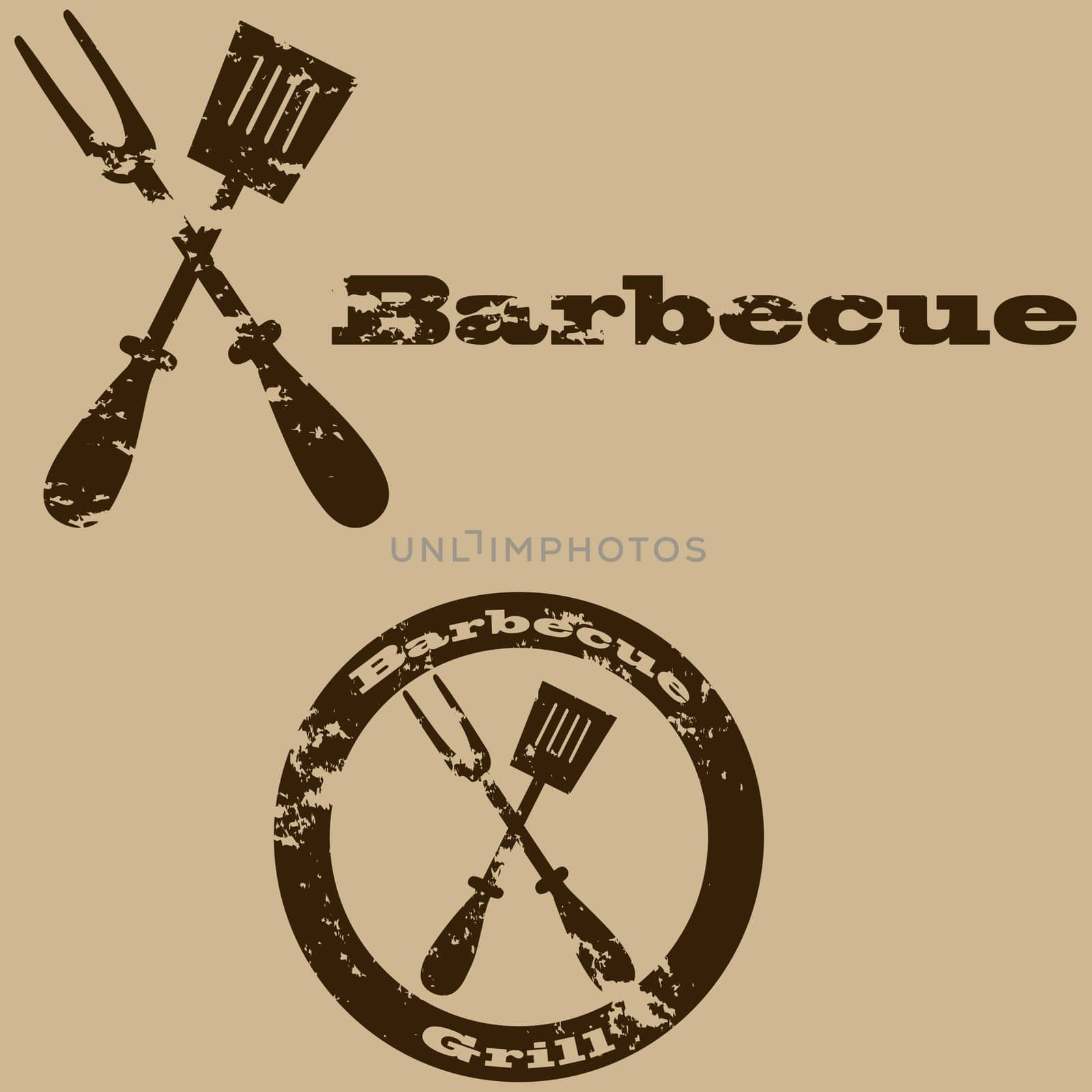 Concept illustration showing a vintage sign for a barbecue