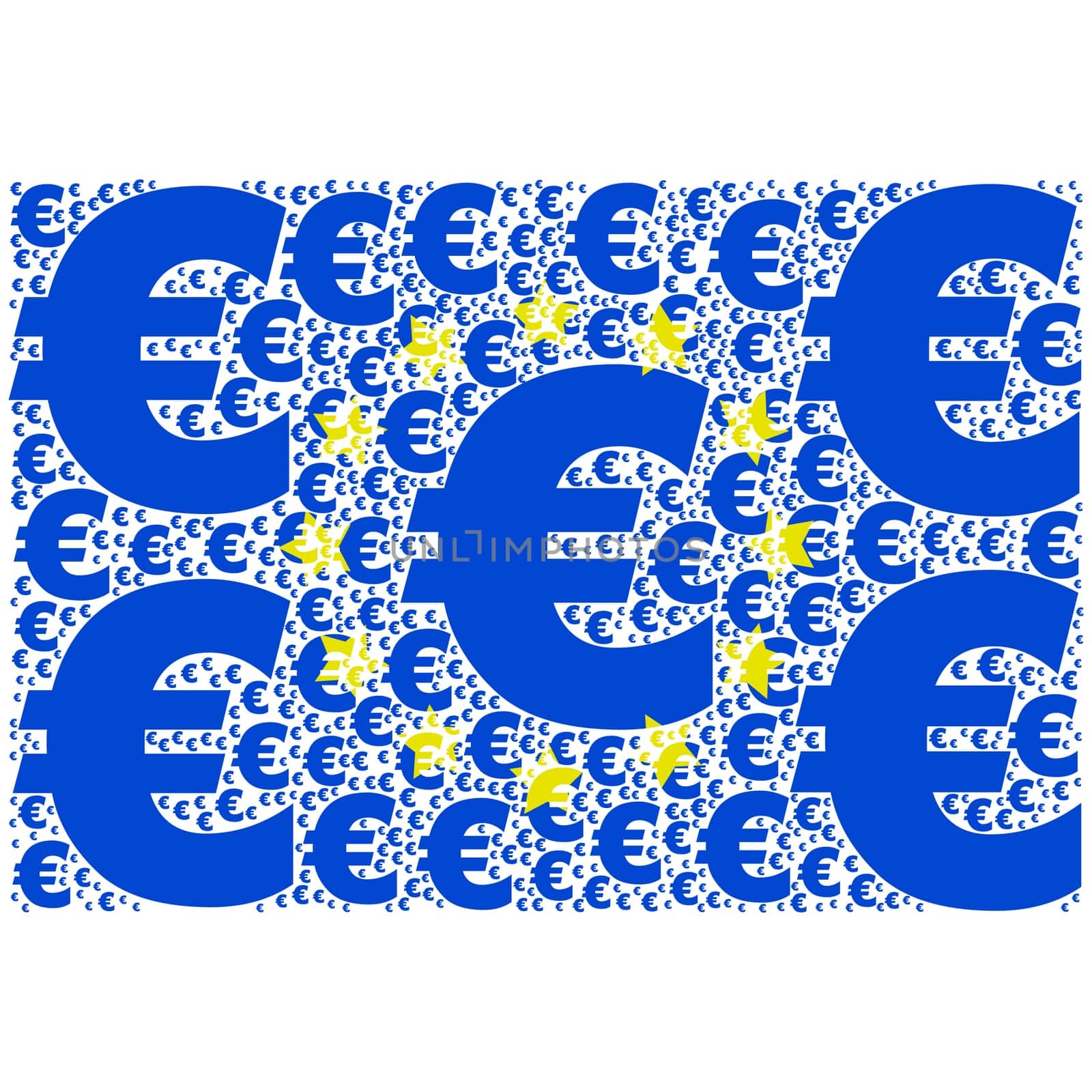 Concept illustration showing the European Union flag made up of Euro signs