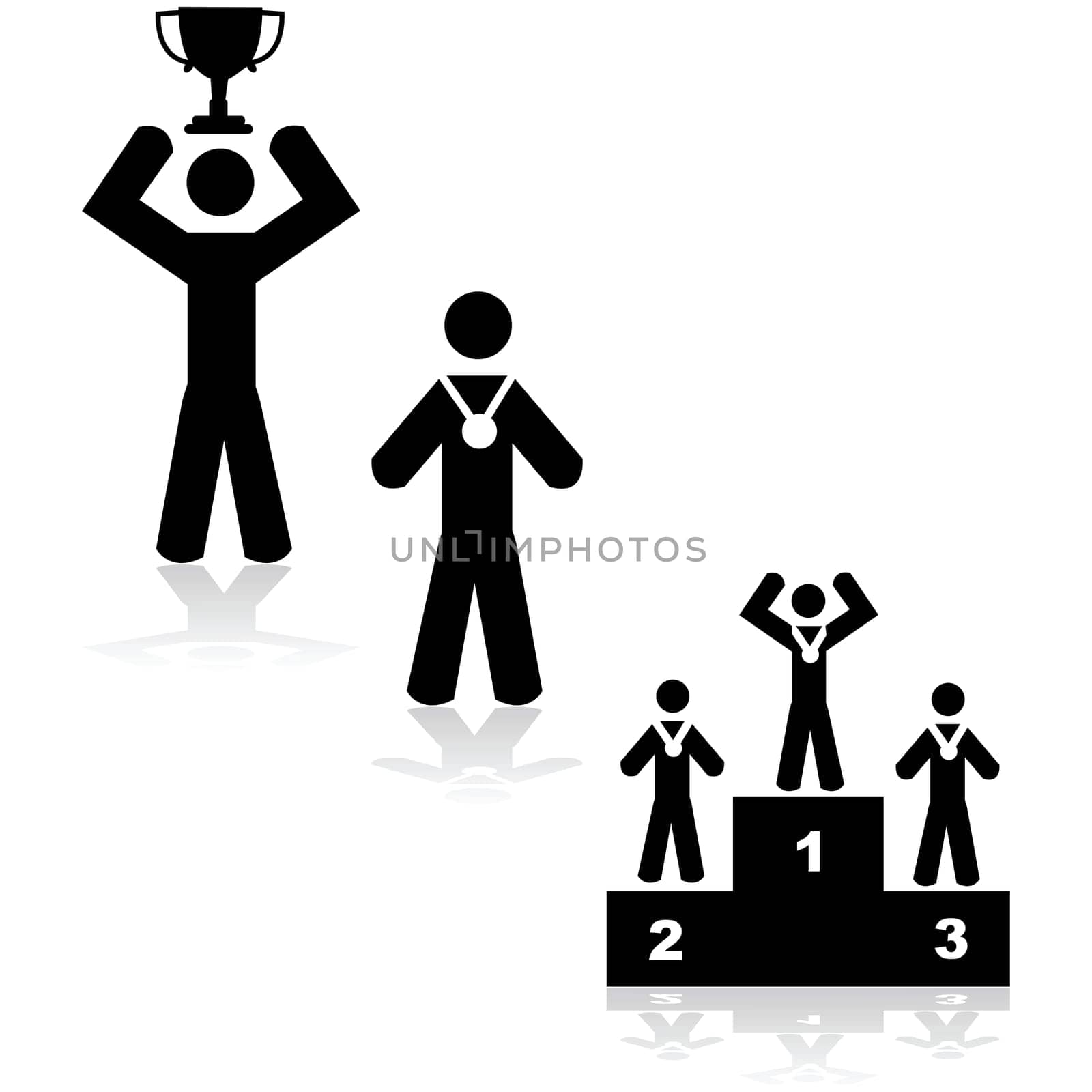 Concept illustration showing three different winner situations