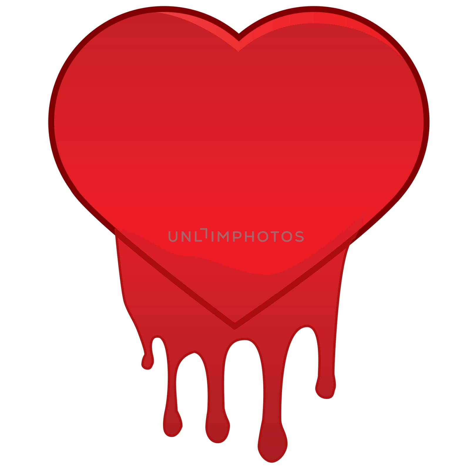 Concept illustration showing a red heart bleeding