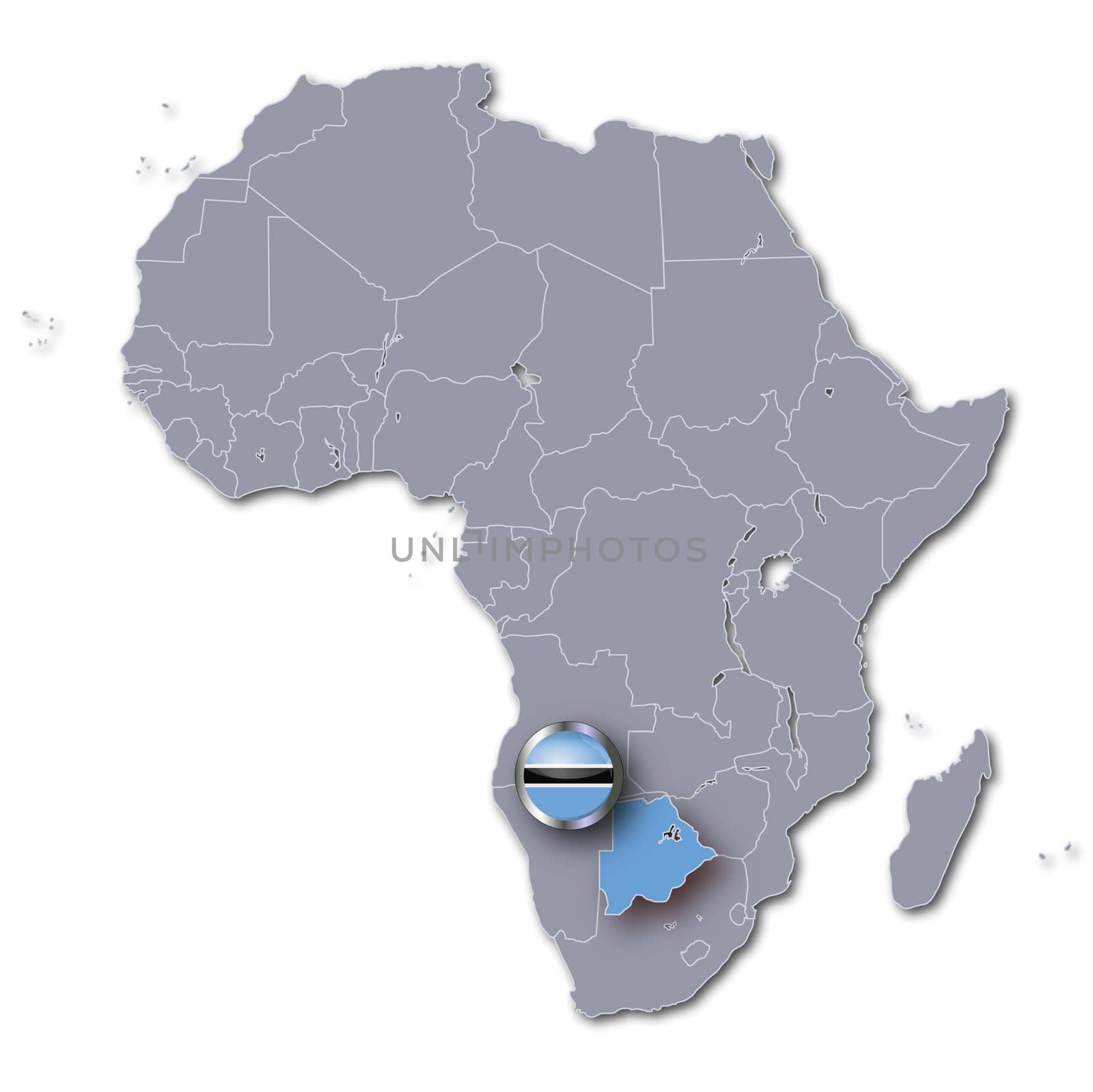 Map of Africa with Botswana