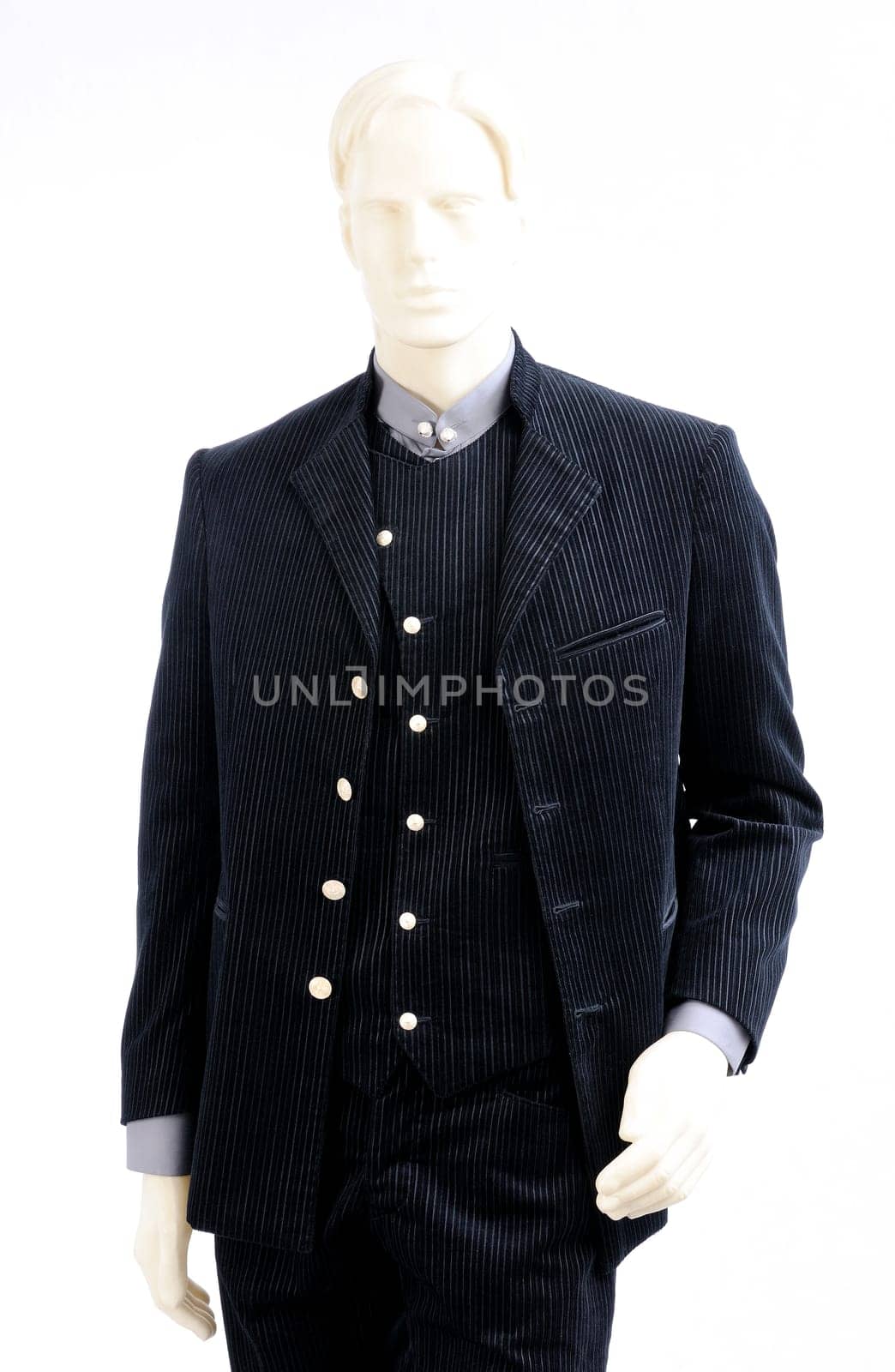 Groom dress in velvet  comprising: poplin shirt, velvet vest, velvet jacket, velvet pants