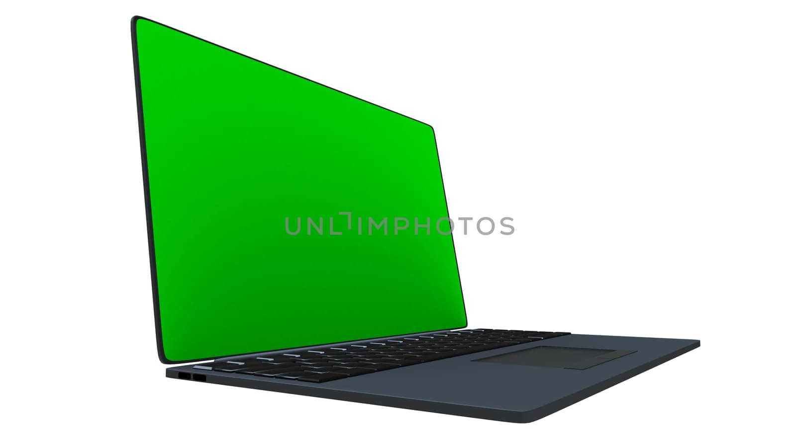 3d rendering of a laptop with green