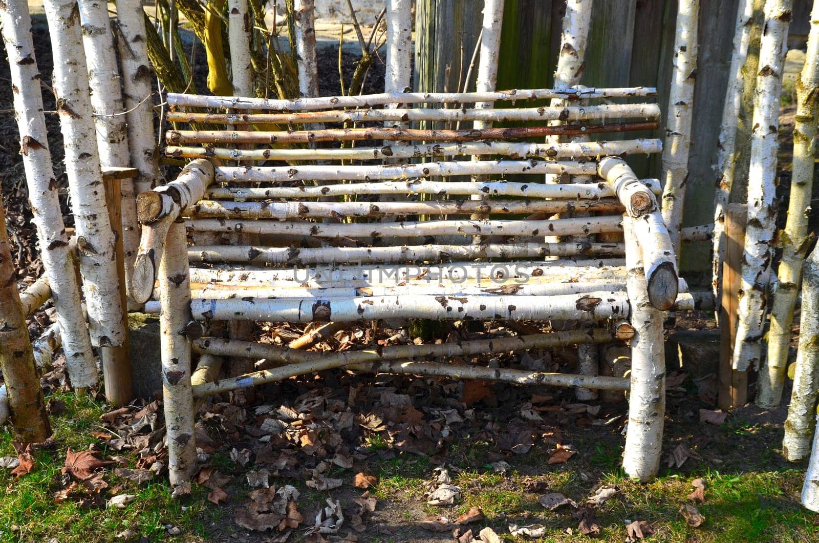 Wooden bench made of birch