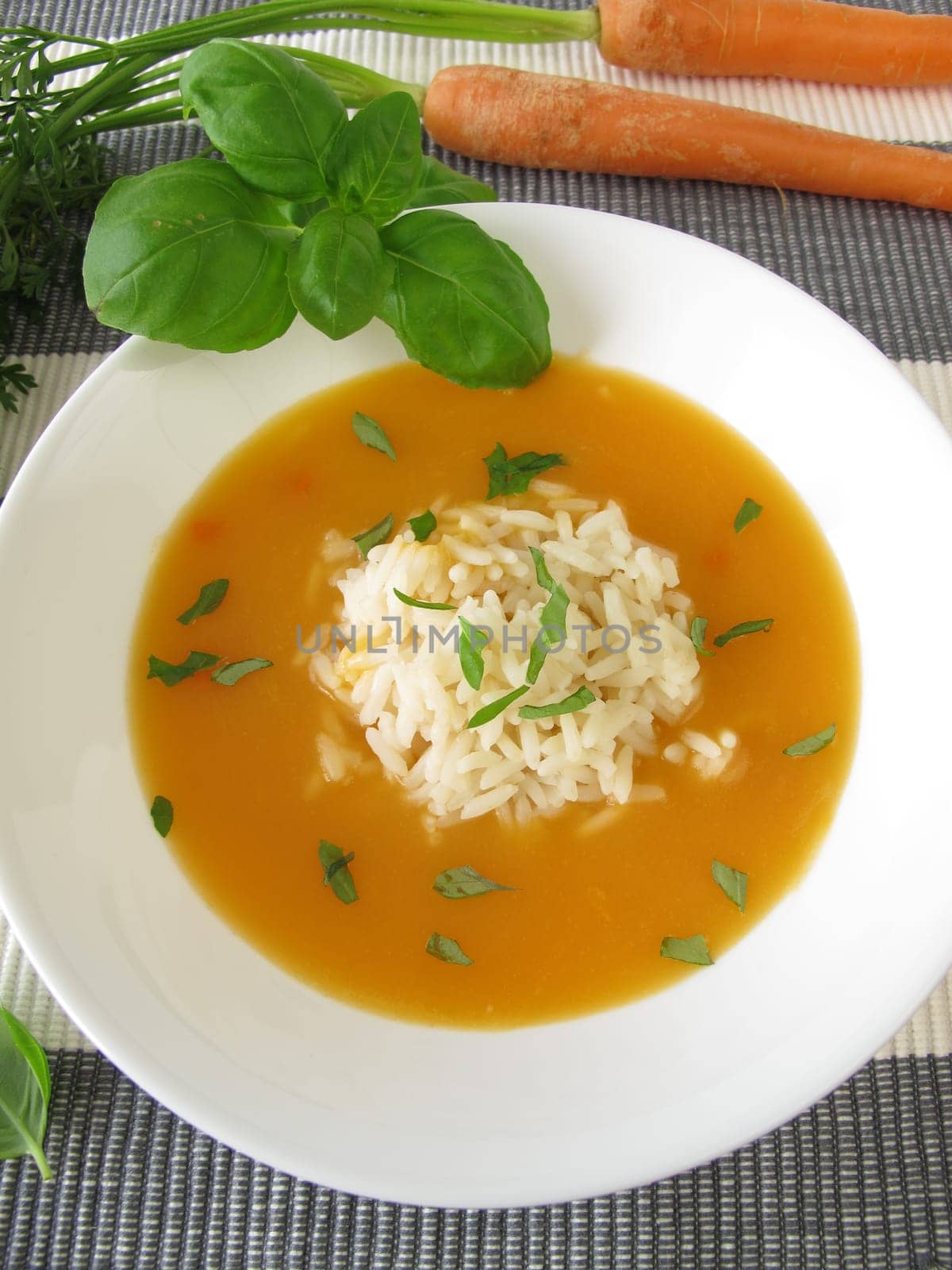 Carrot cream soup with rice
