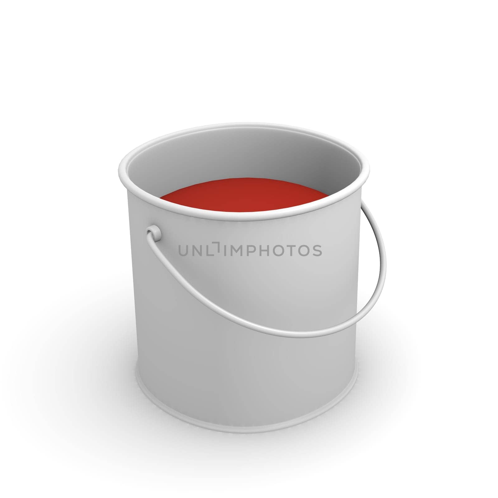 Color can with red glossy paint on a white background