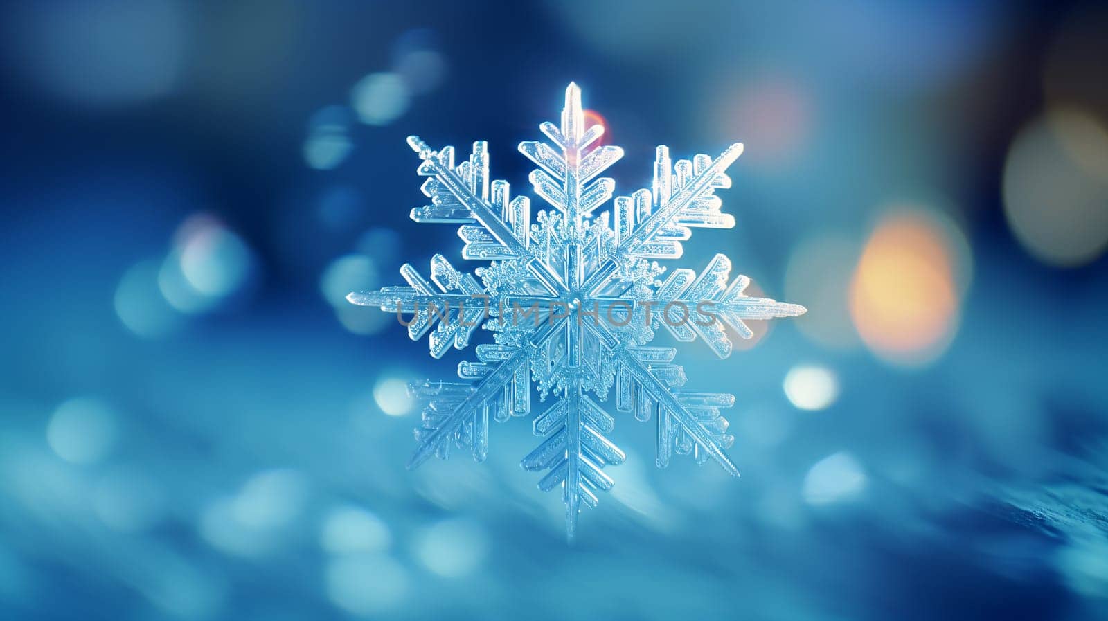 sparkling and perfect snowflake against shallow depth of field background - Christmas concept - Generative AI by chrisroll