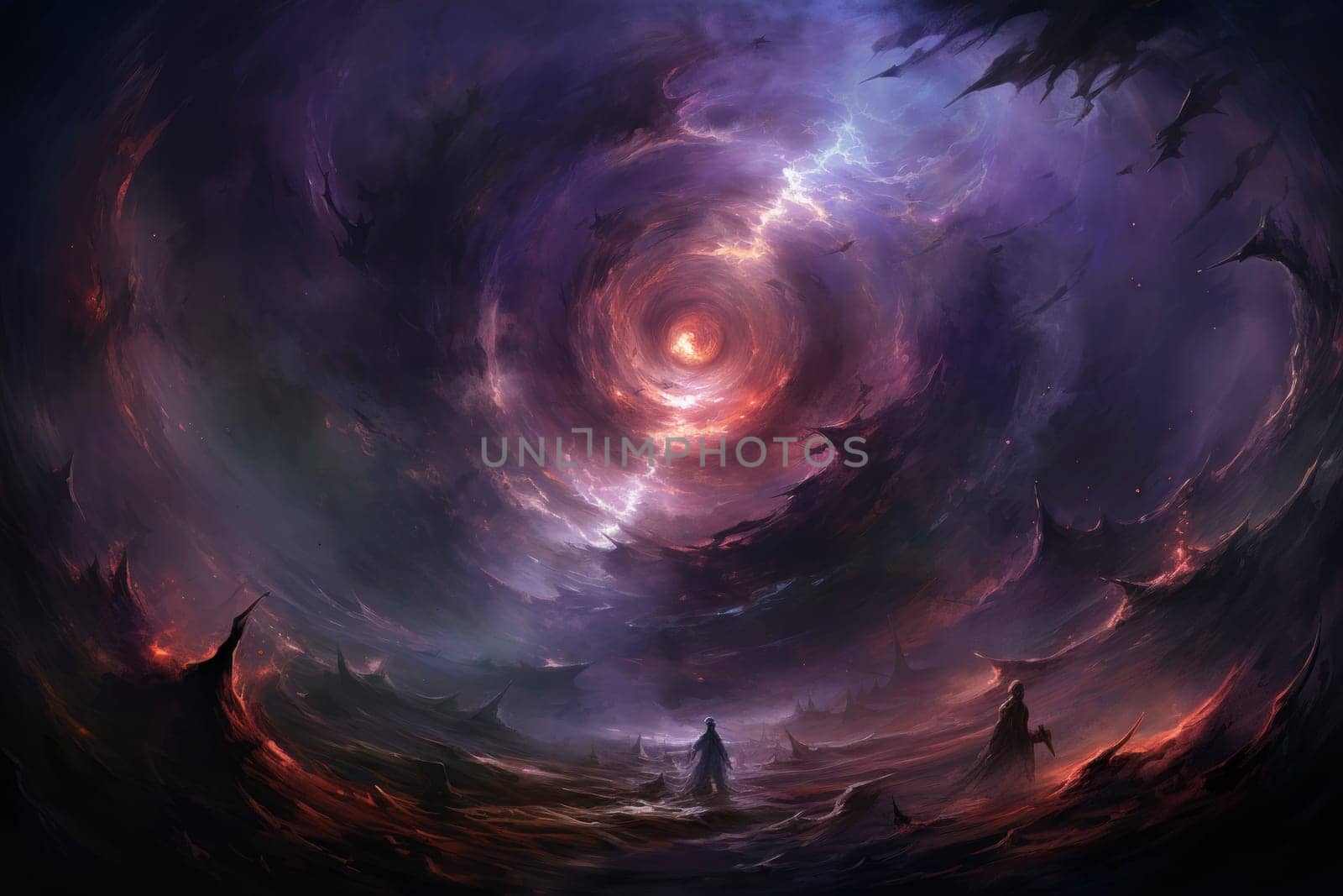 In the realm of fantasy, whirling vortex elementals manifest, harnessing their elemental prowess to conjure powerful storms.