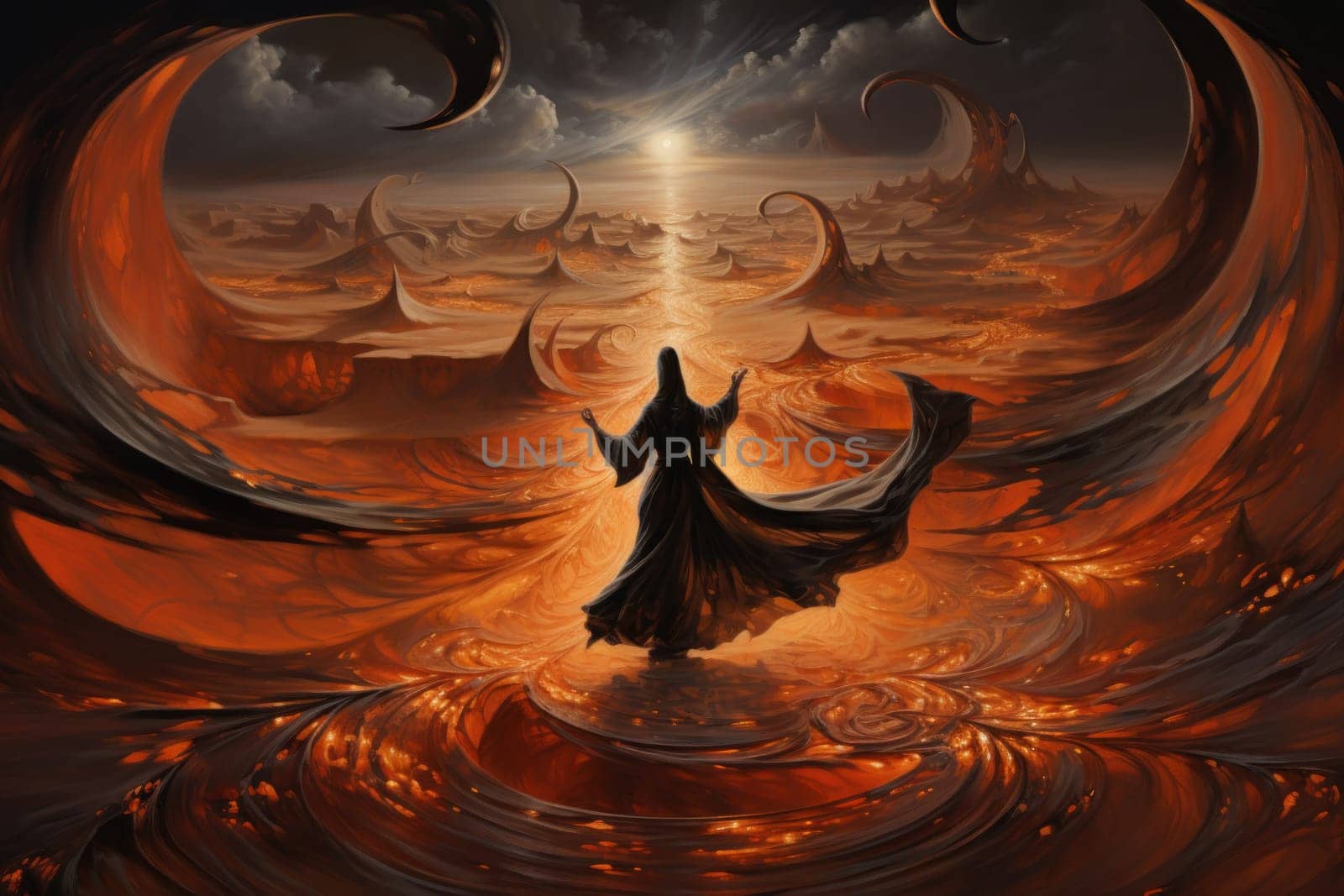 In the enchanting world of fantasy, there exist mystical beings known as whirling sand dervishes.