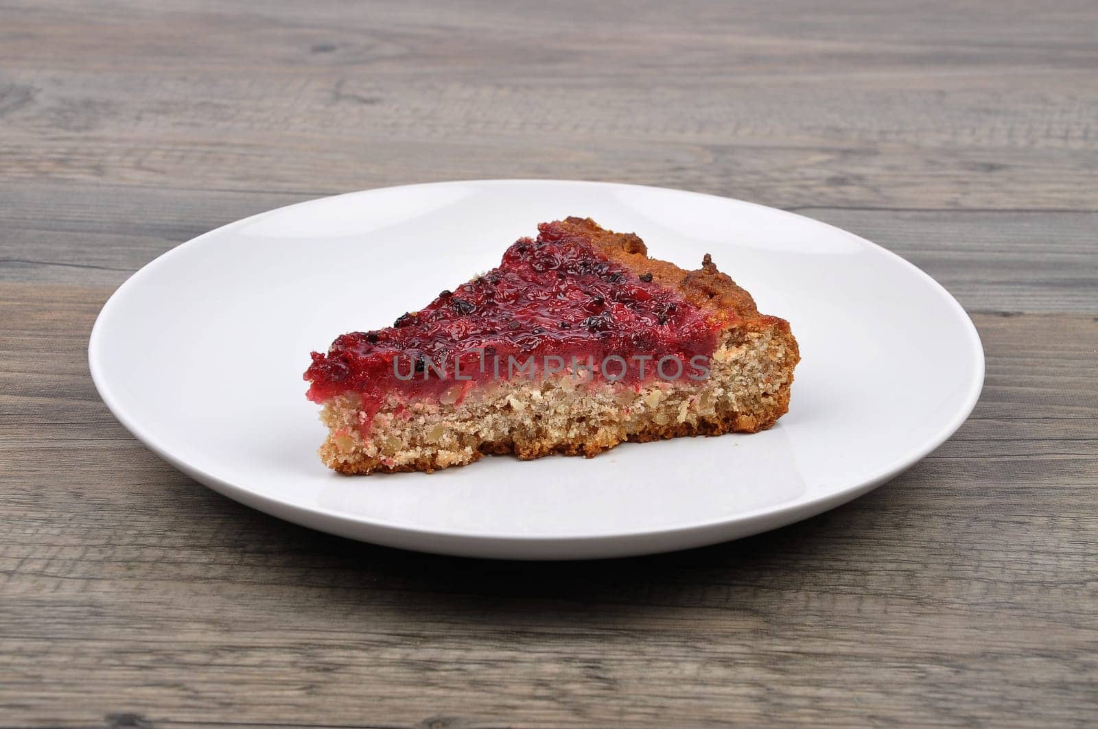 Currant cake on wood