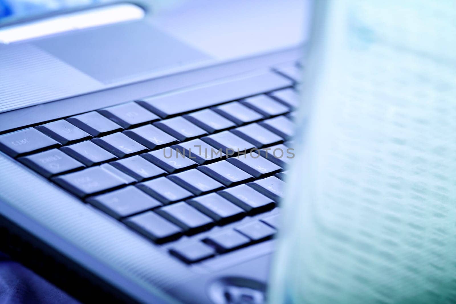 Closeup of modern and stylish laptop.