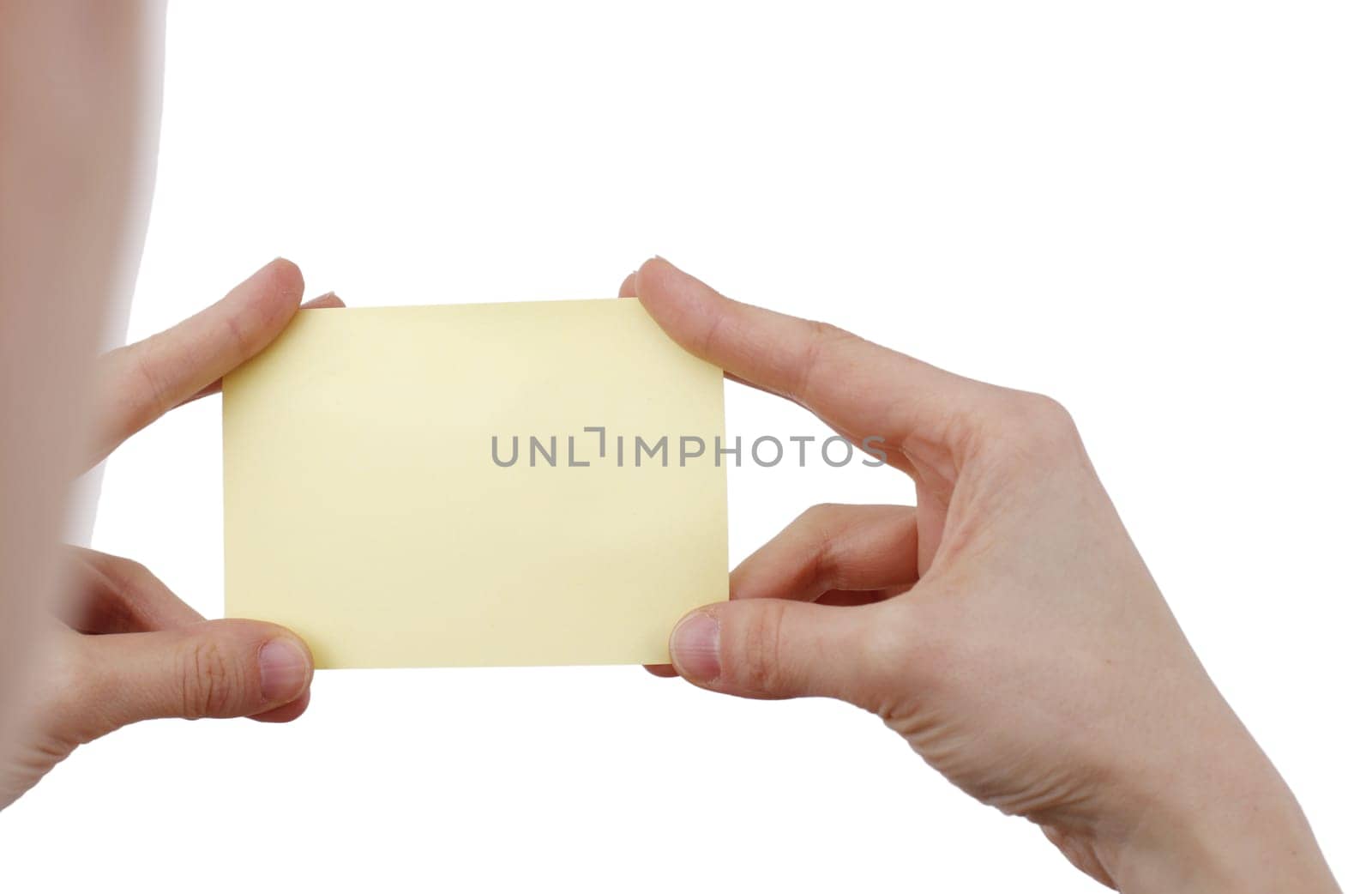 One post it in a woman hand