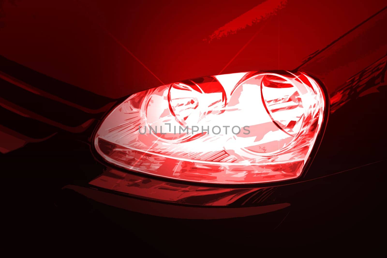 Close-up of a great car! Vector stile