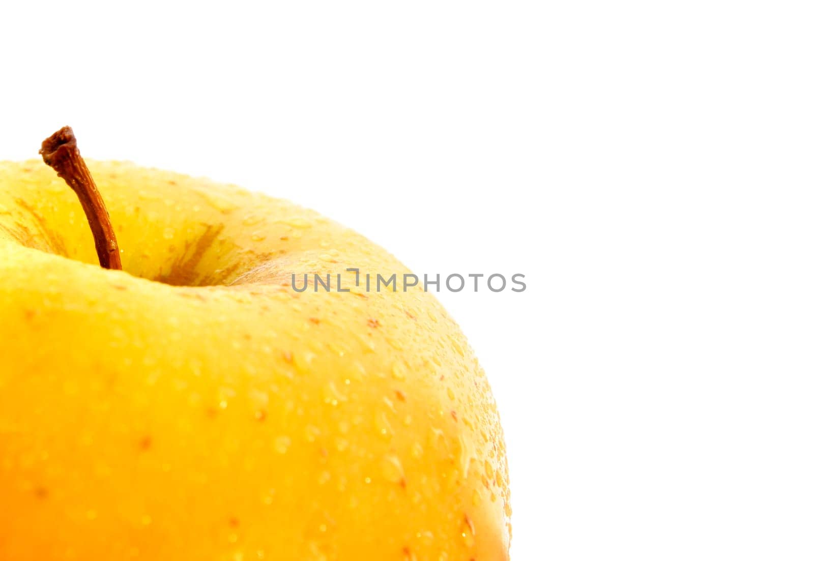Macro image of a yellow apple