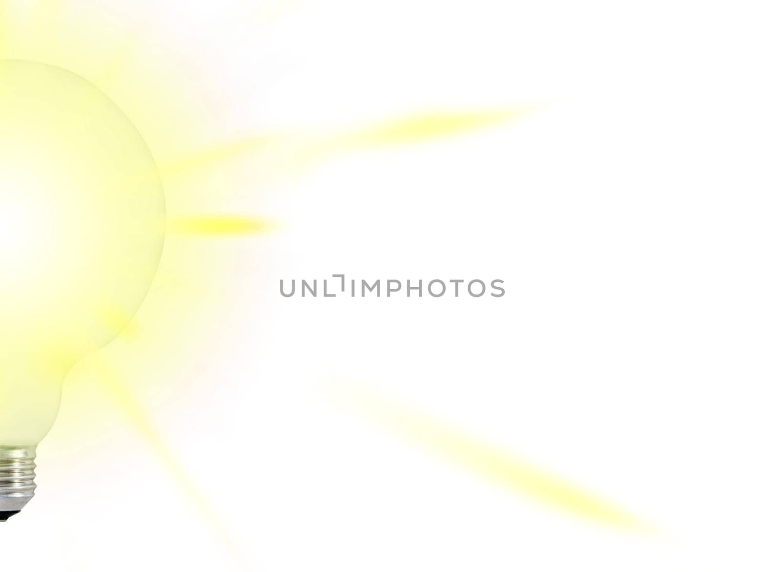 White bulb with yellow rays.