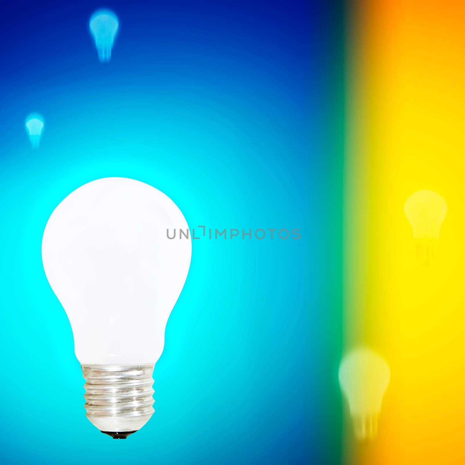 Picture of white bulbs falling.