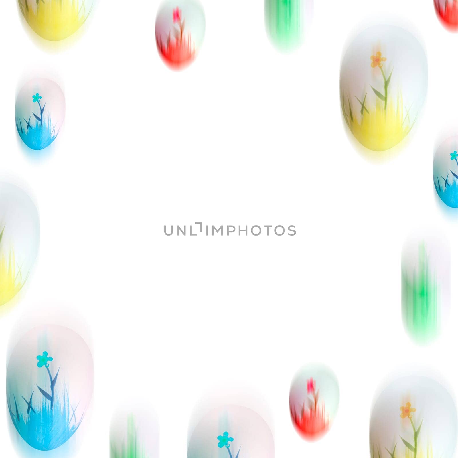 Falling easter eggs - well painted - raining.