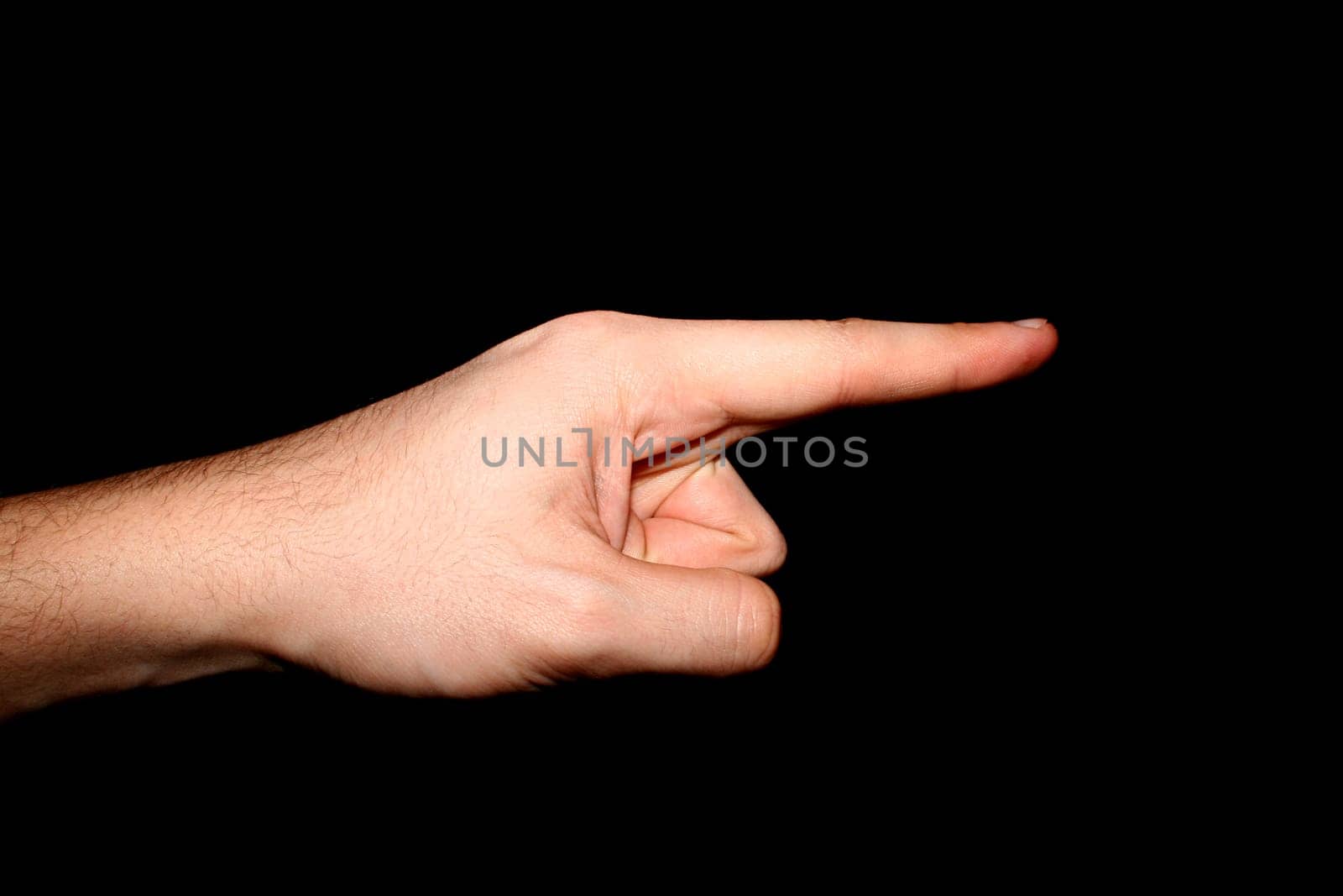Hand isolated on black - macro