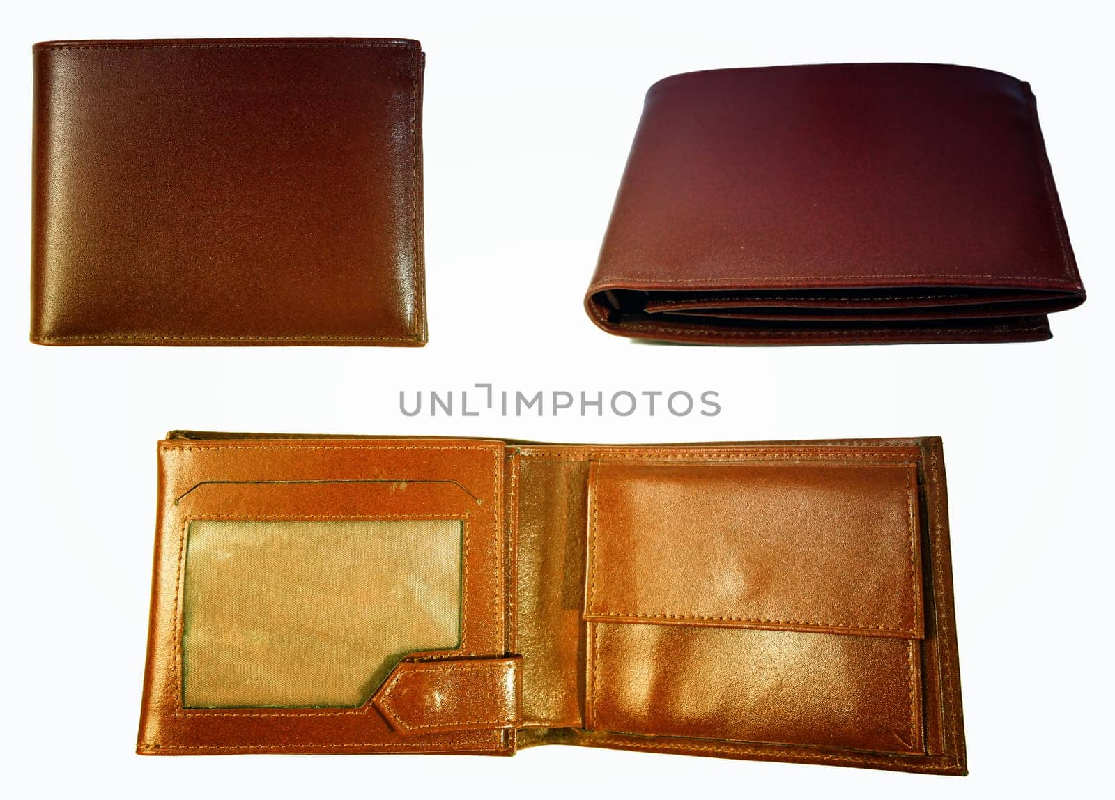 Brown  leather wallet isolated on white