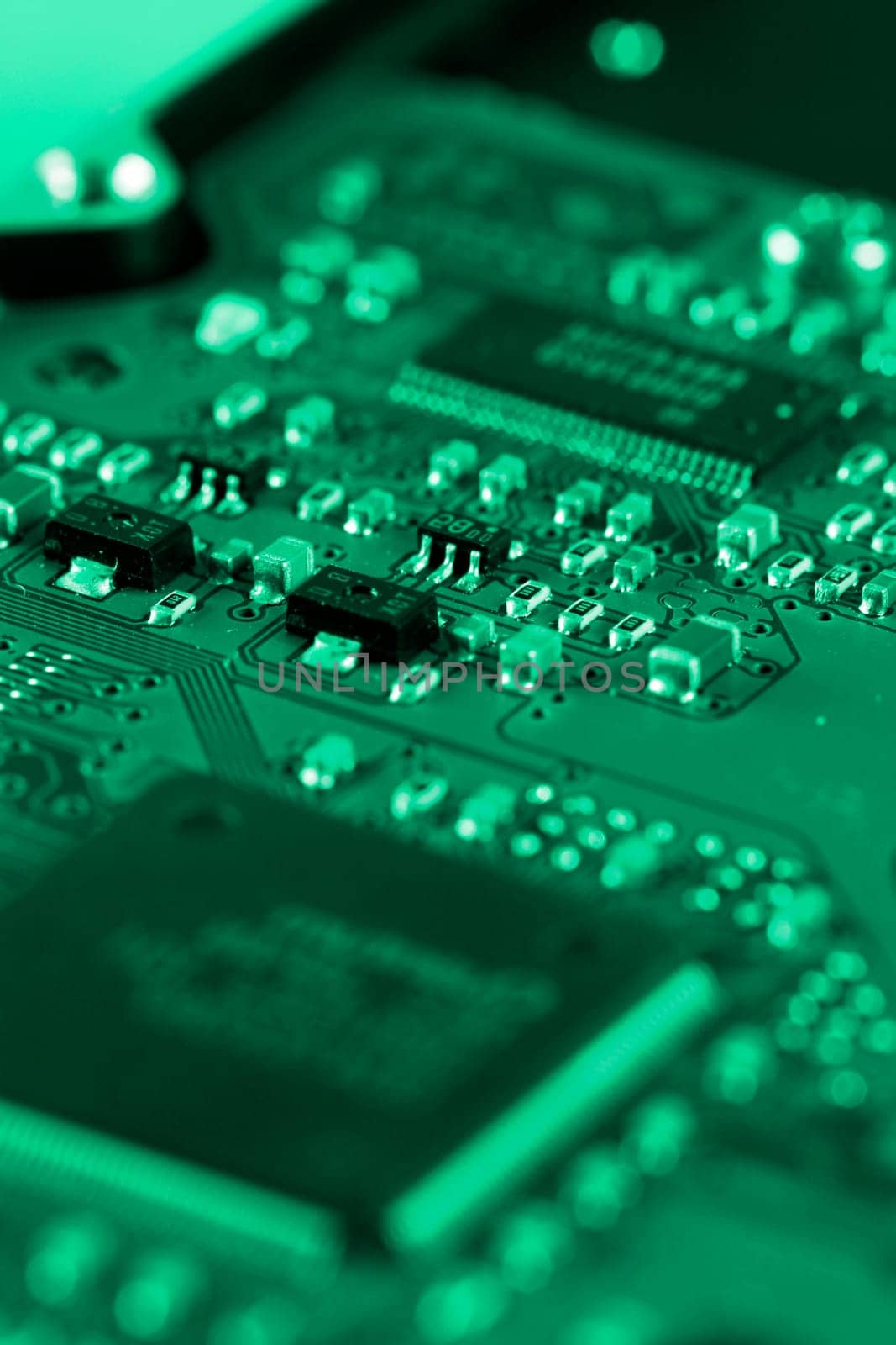 Electronic circuit board. Macro photo.