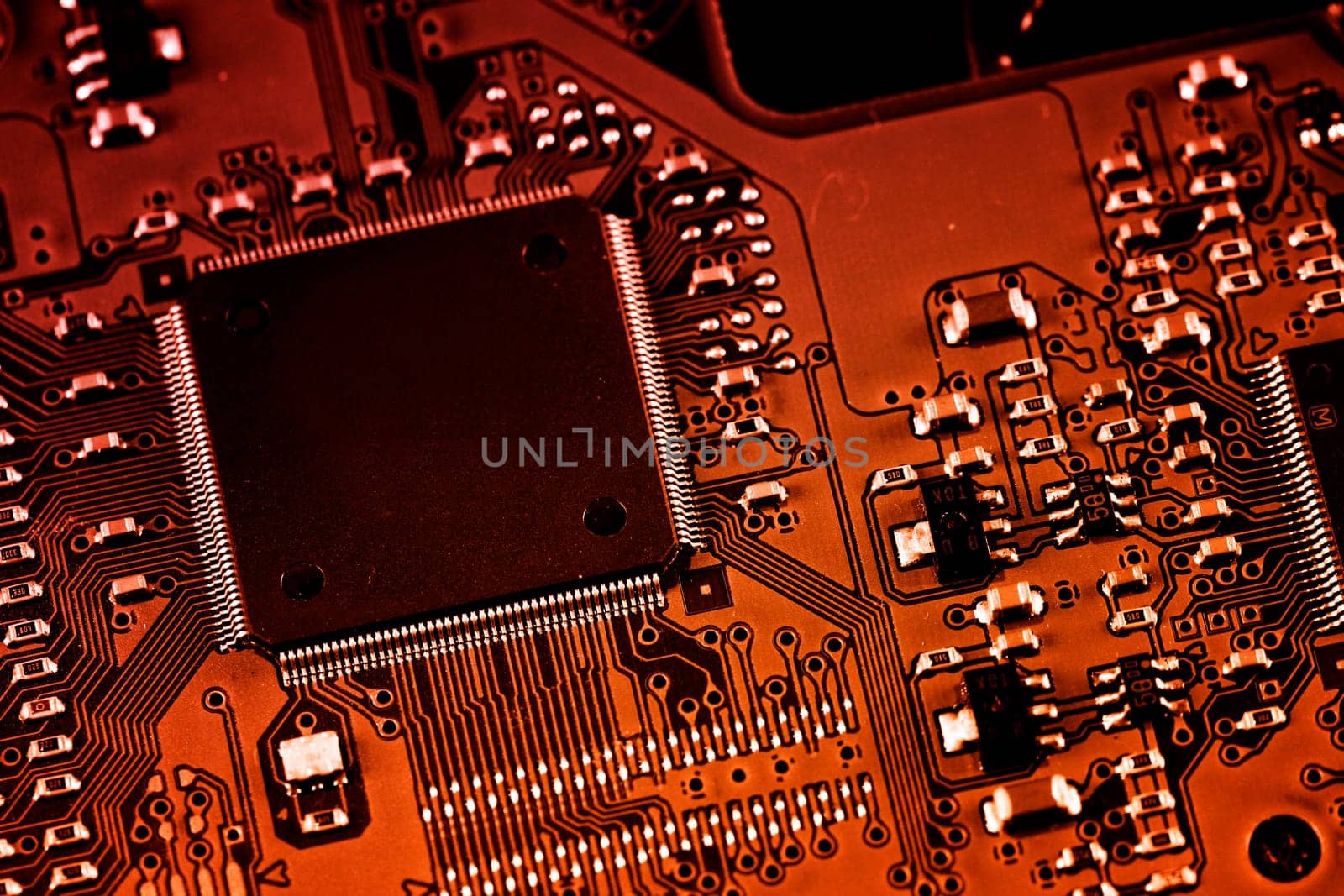 Electronic circuit board. Macro photo. Great details !