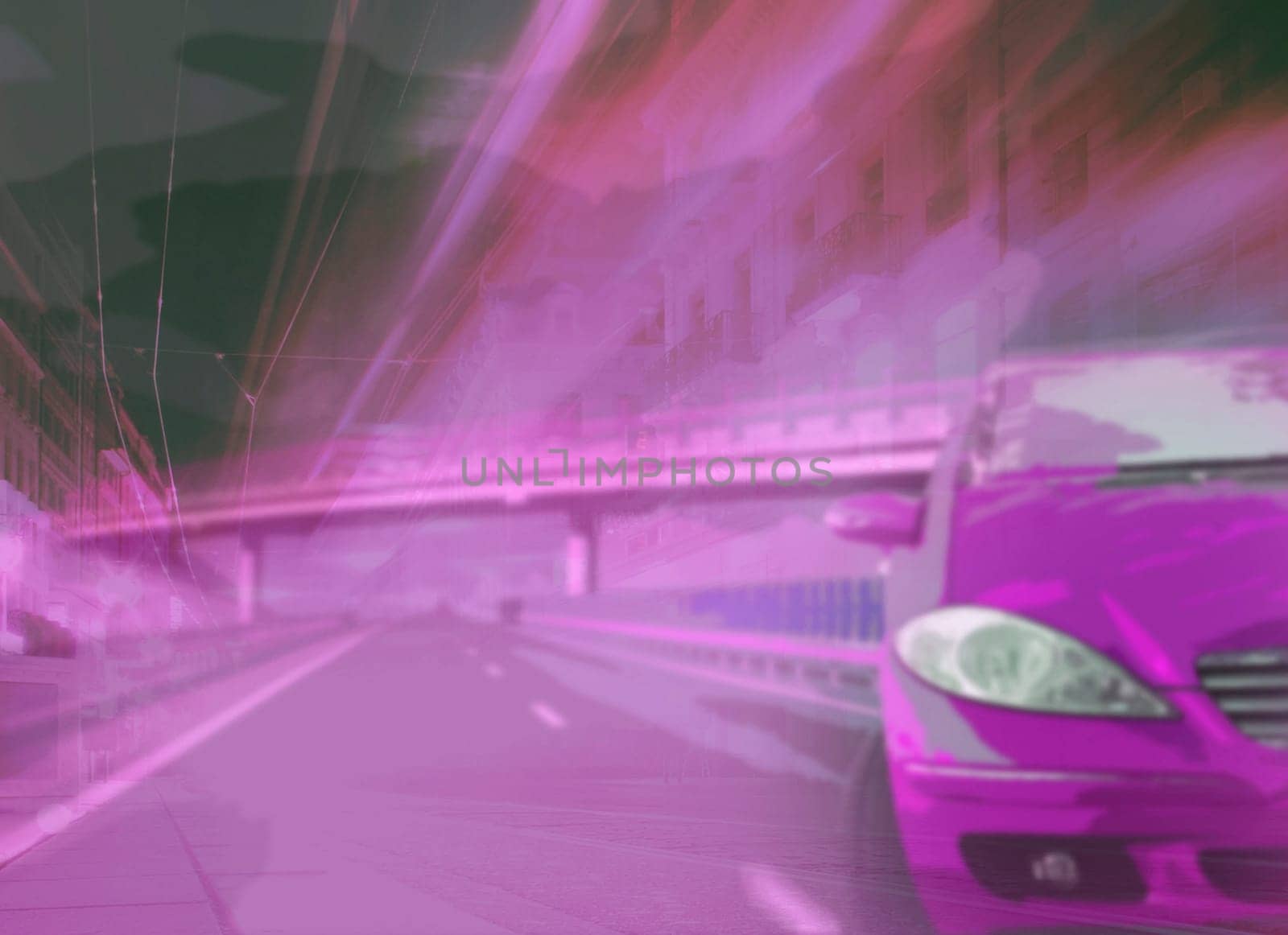Fast car on the road.