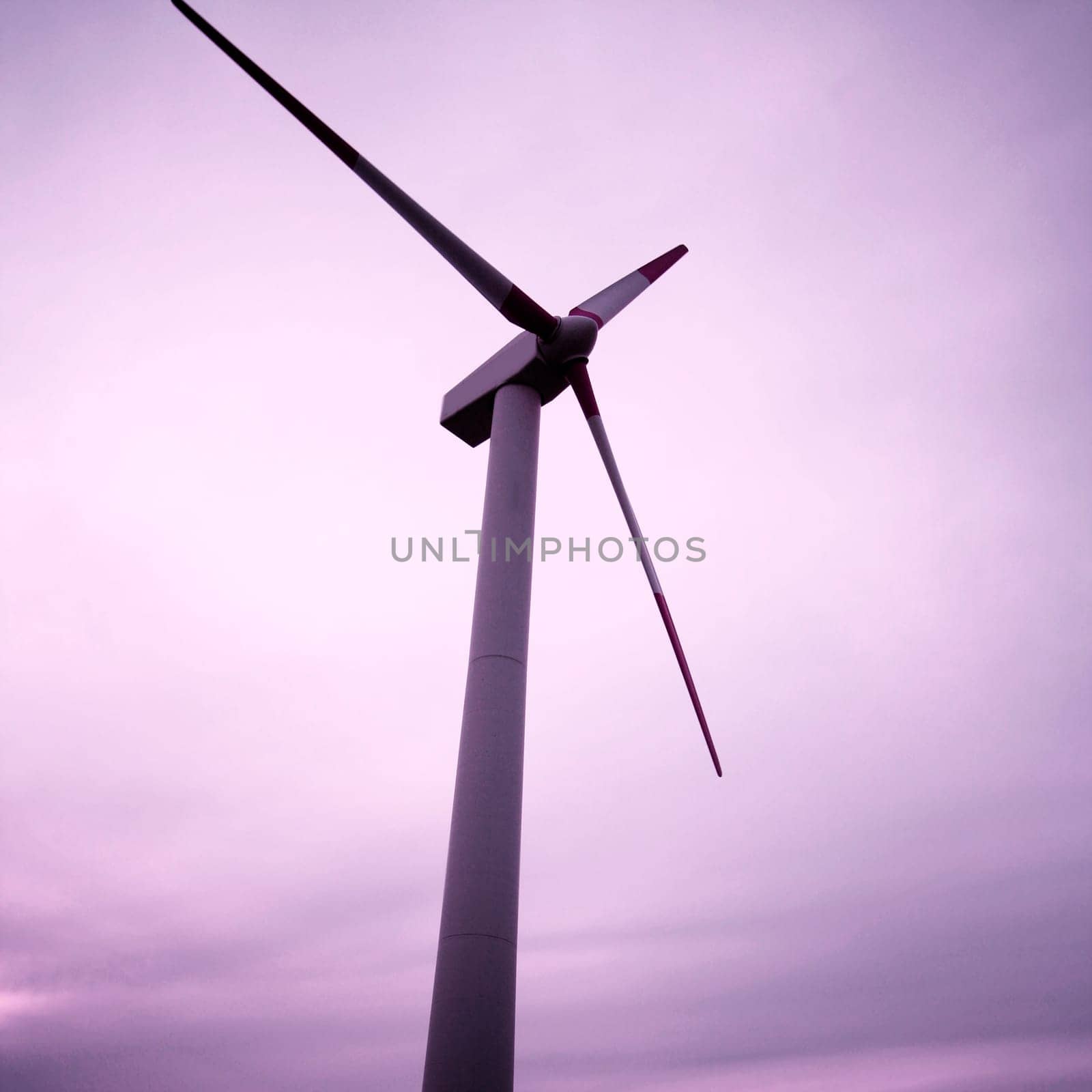 Wind turbines at the sunset.
