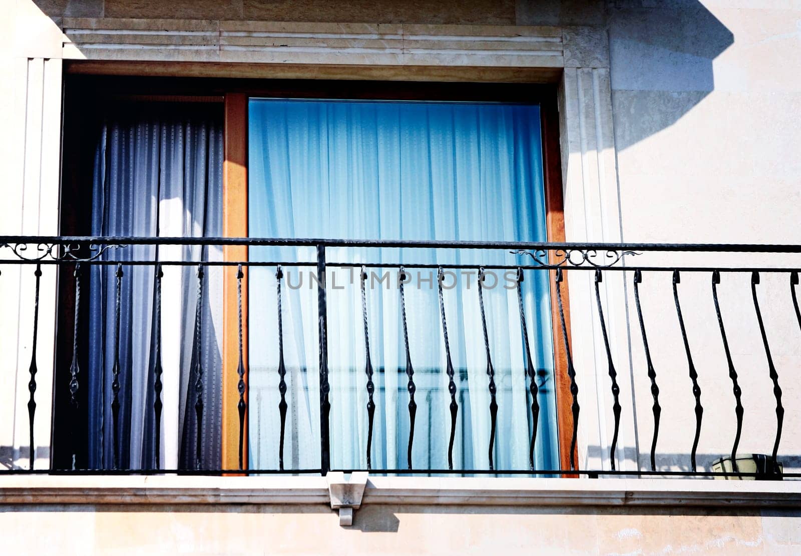Close-up of a hotel balcony