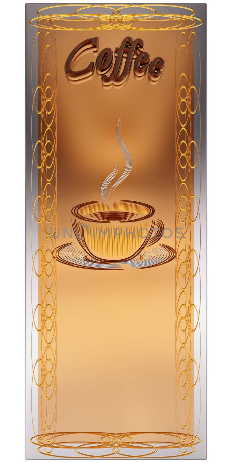 3d design template menu with cup of hot drink for restaurant, cafe, bar, coffeehouse, coffee shop brochure or banner