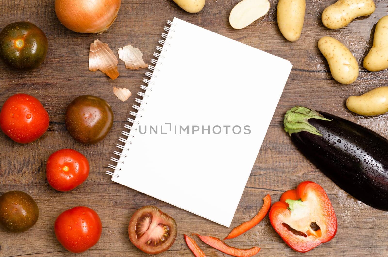 White block with text freedom and vegetables as ingredients for a recipe