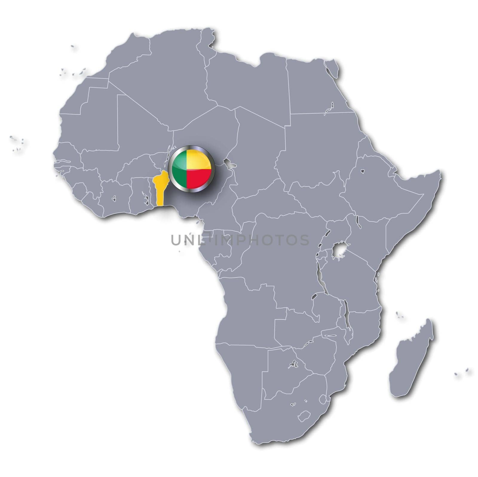 Map of Africa with Benin