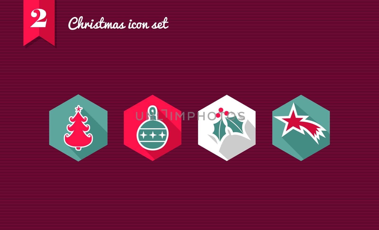 Set of flat design icons for Merry Christmas holidays collections. Vector file layered for easy editing.