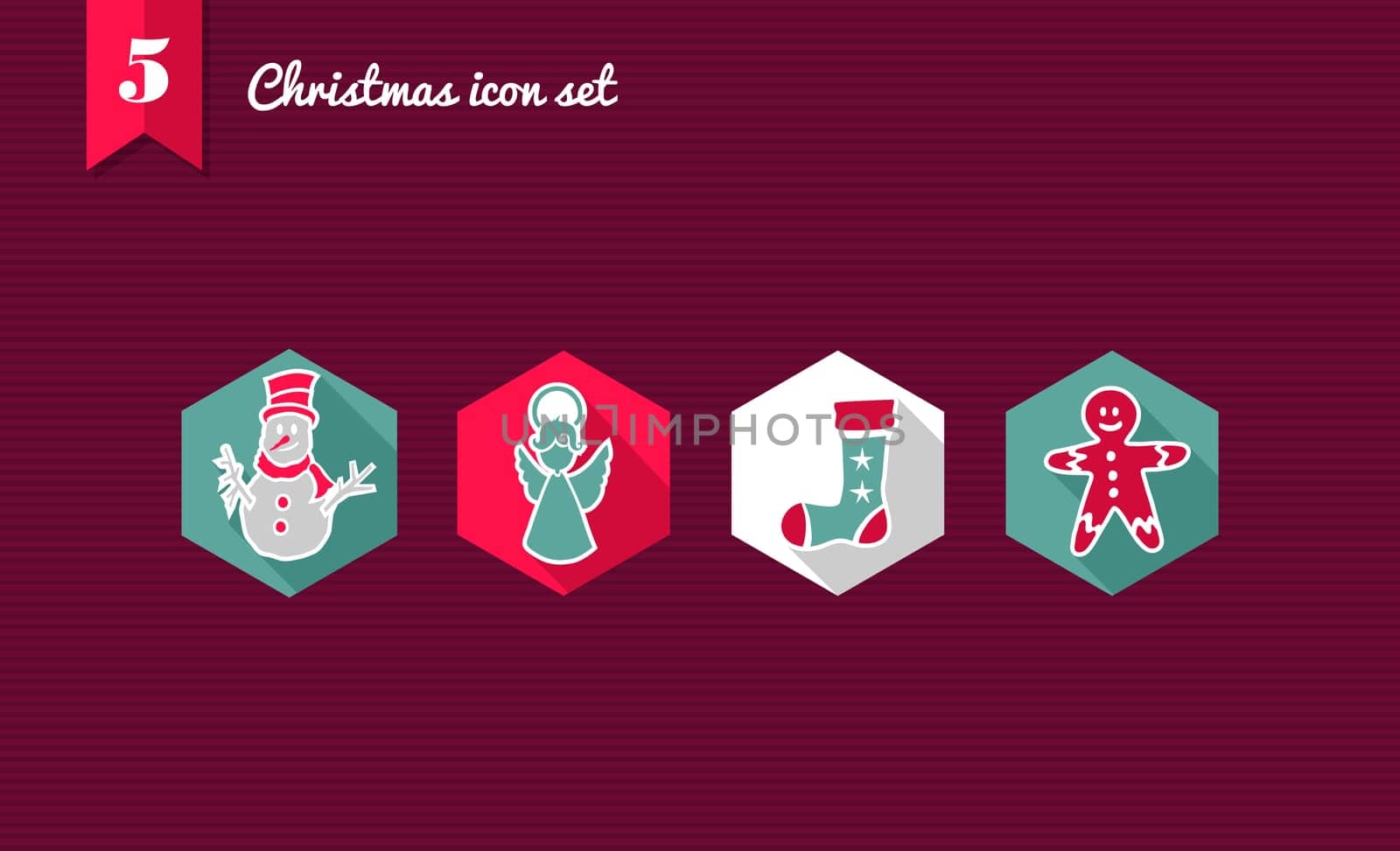 Set of flat design icons for Merry Christmas holidays collections. Vector file layered for easy editing.