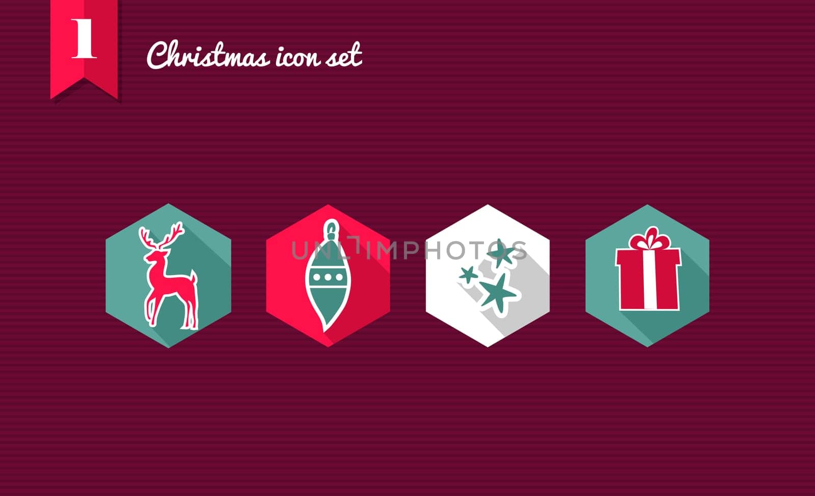 Set of flat design icons for Merry Christmas holidays collections. Vector file layered for easy editing.