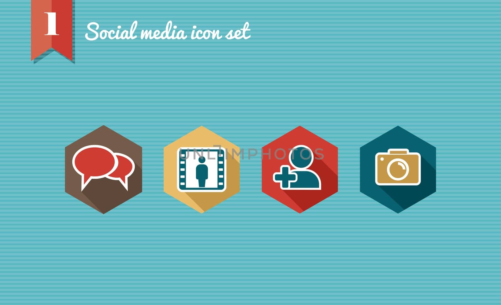 Set of flat design icons for Social media network illustration. Vector illustration file layered for easy editing.