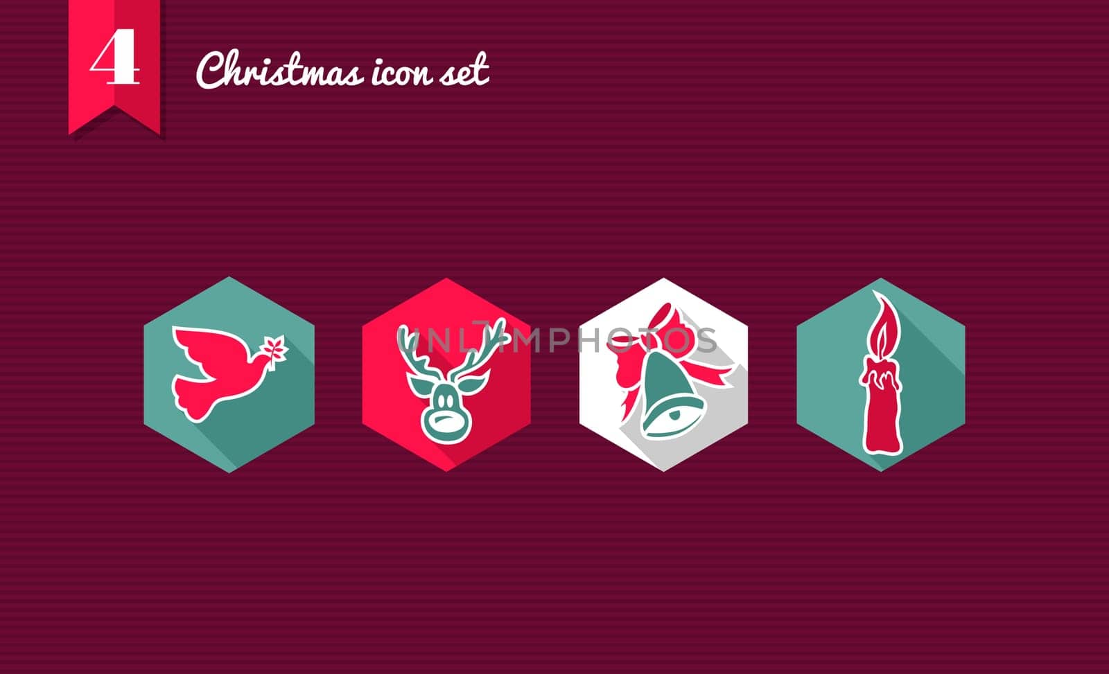 Set of flat design icons for Merry Christmas holidays collections. Vector file layered for easy editing.